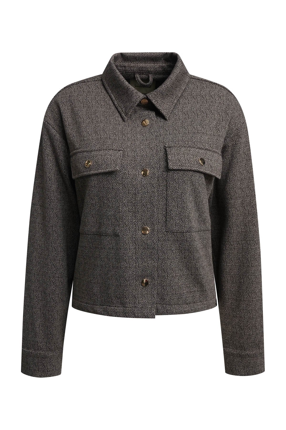 Herringbone Interlock Jacket (Dark Choc)