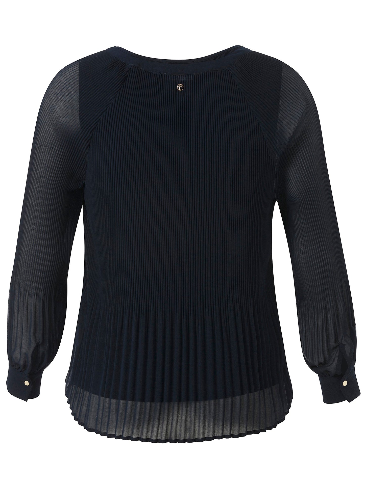 Bluse V-Ausschnitt 1/1 Arm Plissee (Navy)