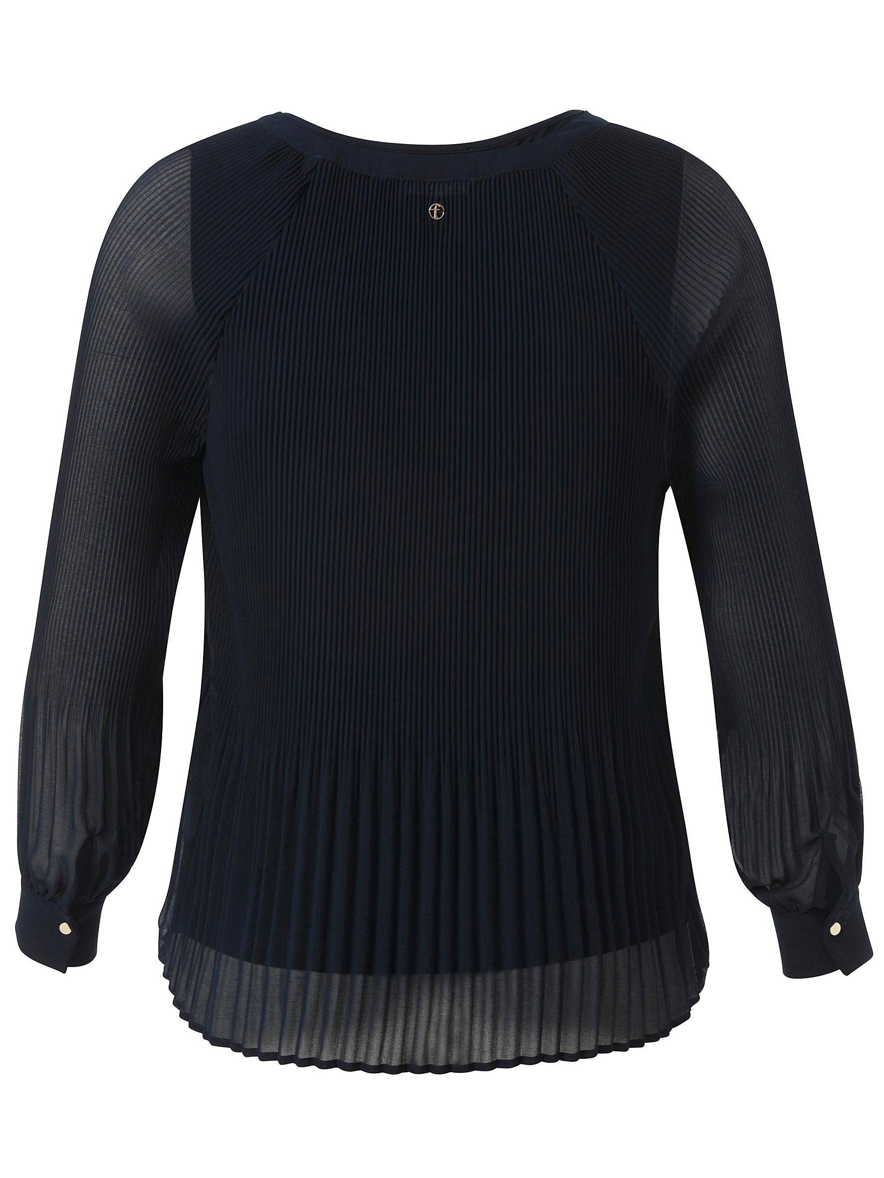 Bluse V-Ausschnitt 1/1 Arm Plissee (Navy)