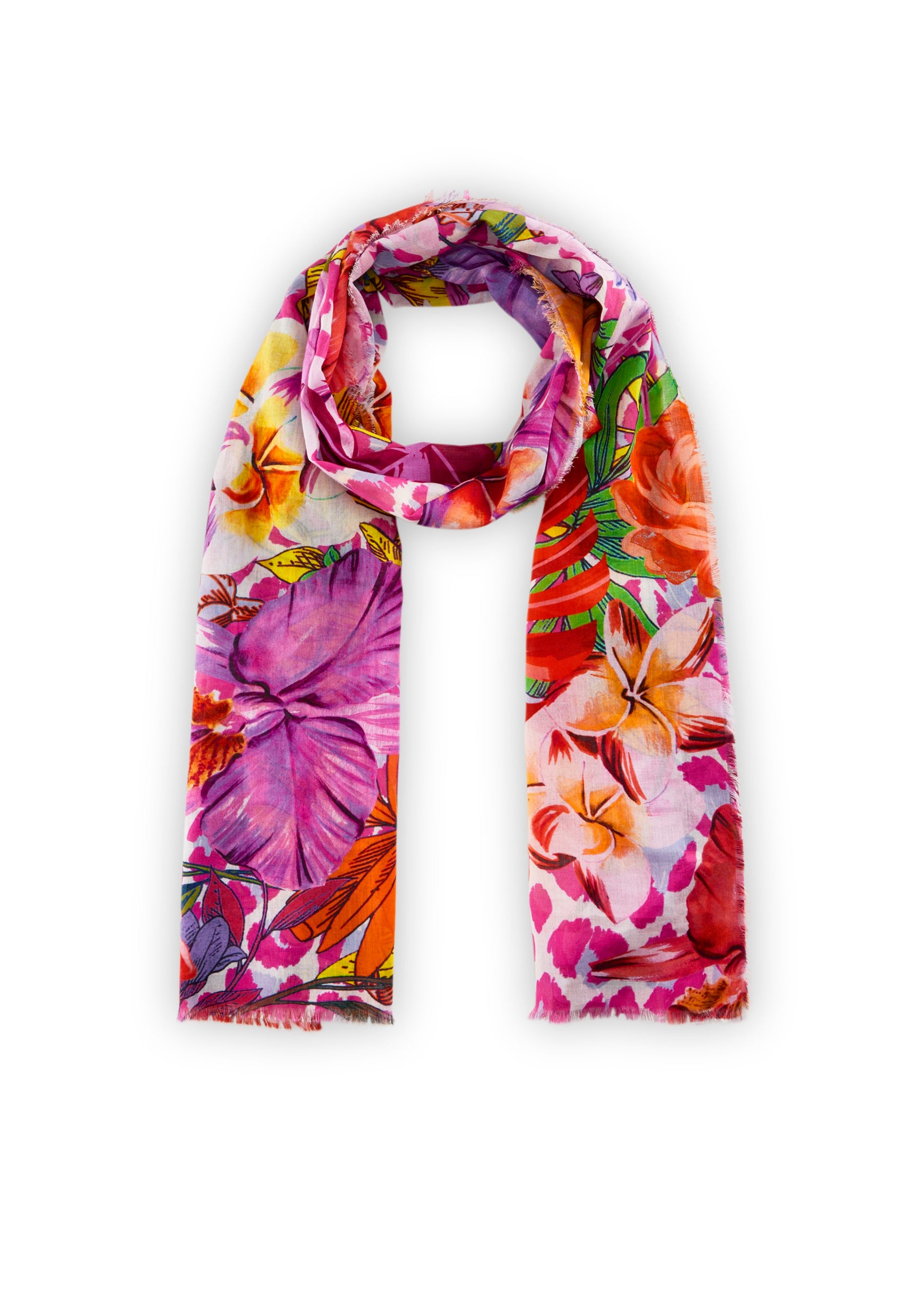 Schal aus Biobaumwolle mit Blumenmotiven (Pin2 Pink)