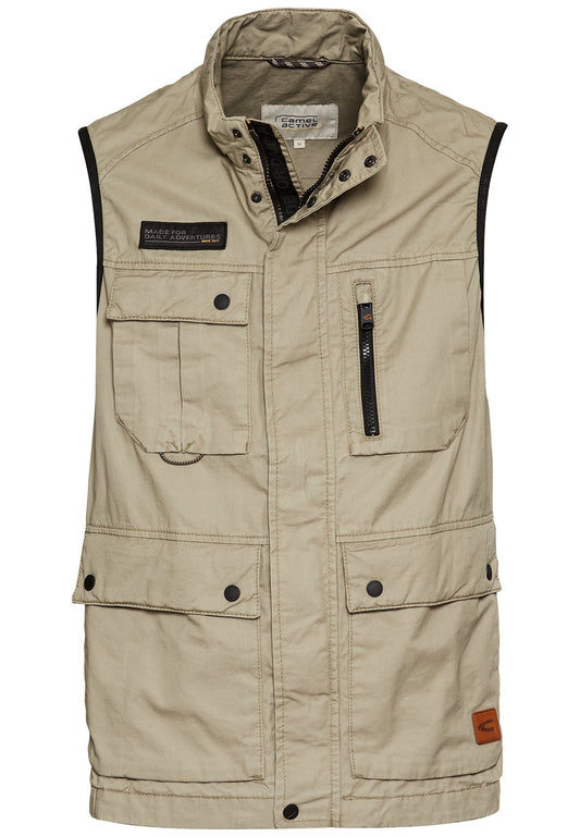 Outdoor-Weste mit Stehkragen (Khaki)