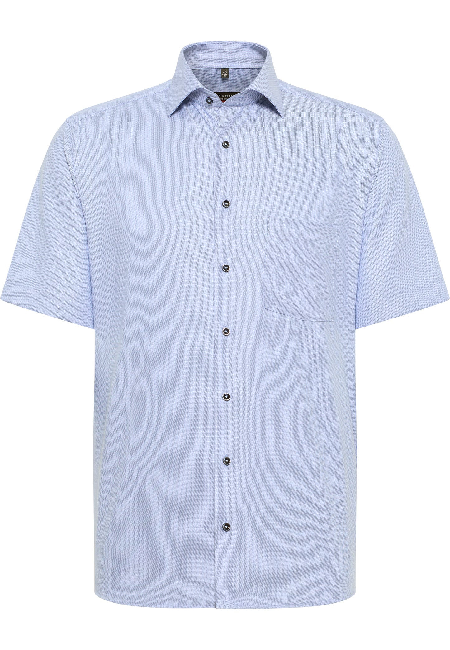 ETERNA strukturiertes Kurzarmhemd MODERN FIT (Mittelblau)
