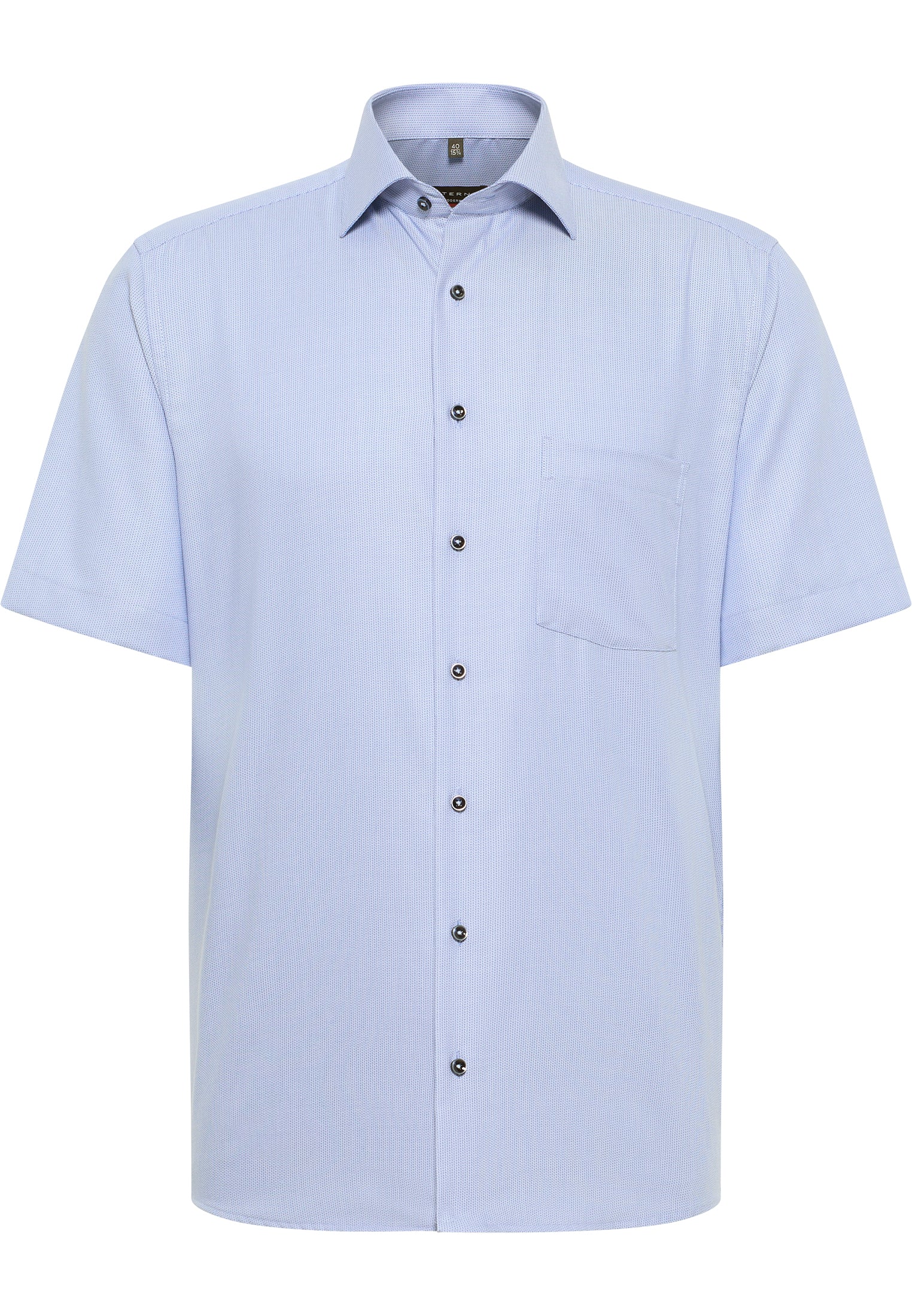 ETERNA strukturiertes Kurzarmhemd MODERN FIT (Mittelblau)