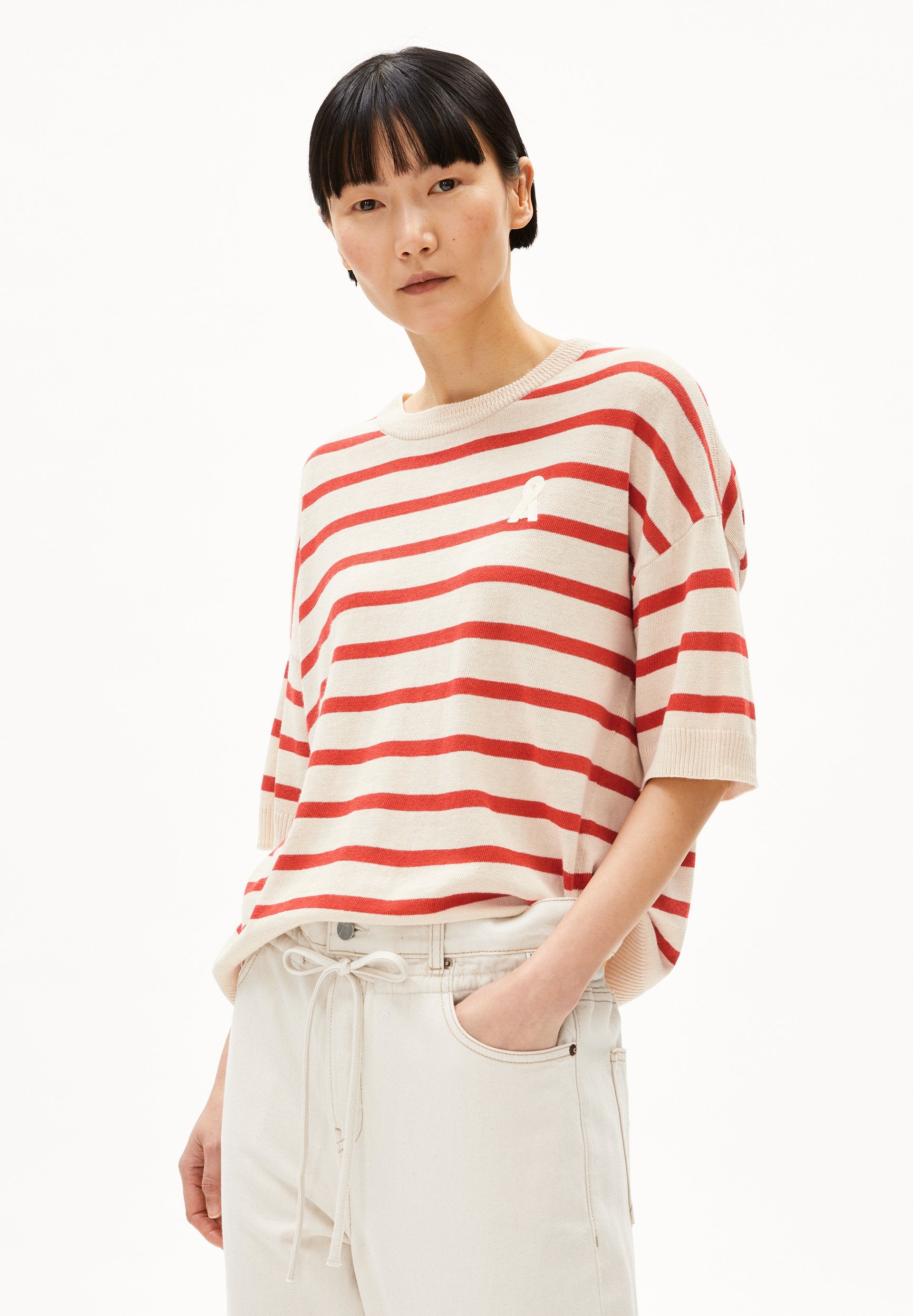 Lizaa Lino Stripes (Raw White-coral)