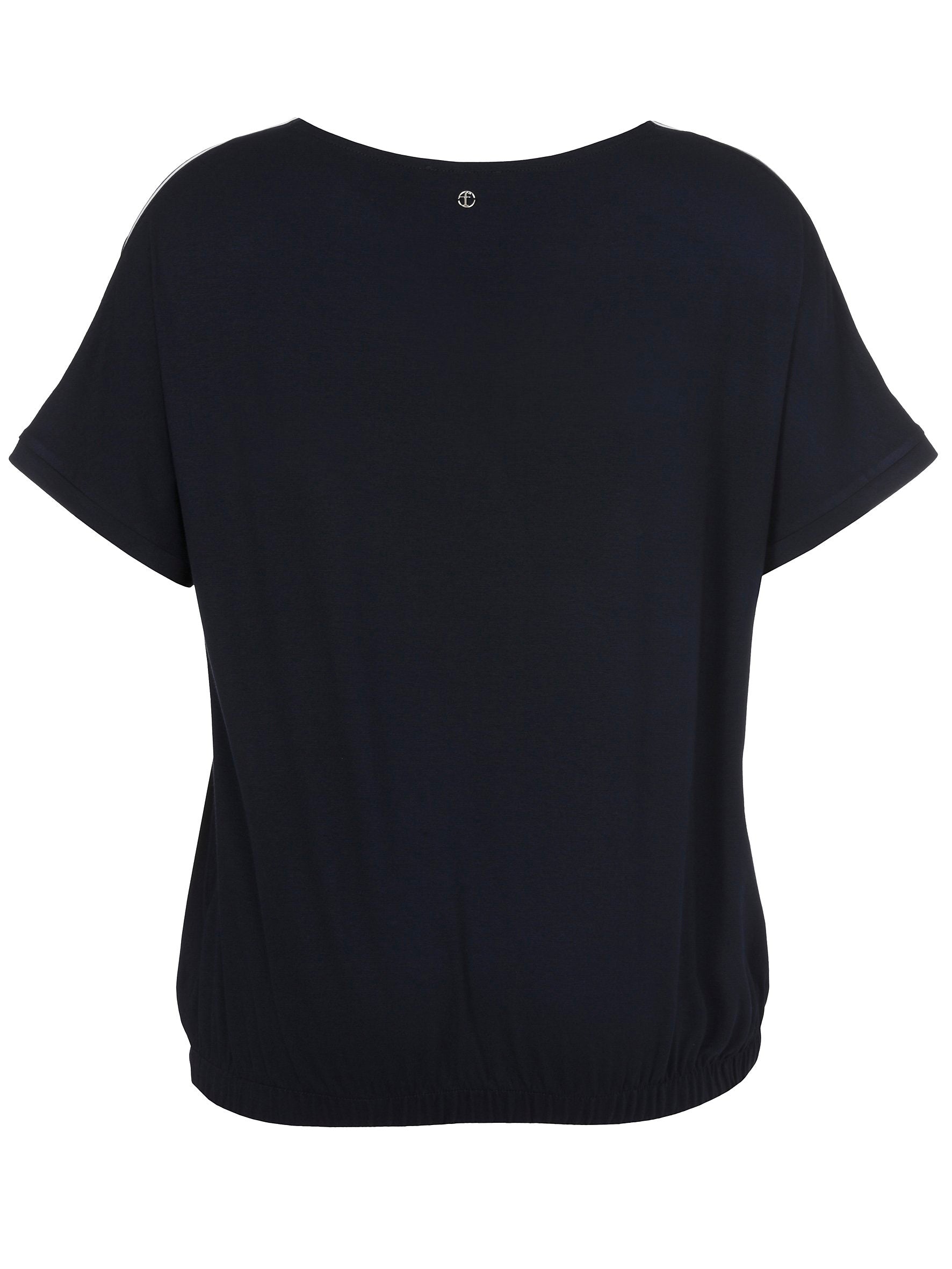 Bluse V-Ausschnitt ohne Arm Materialmix (Navy / White)