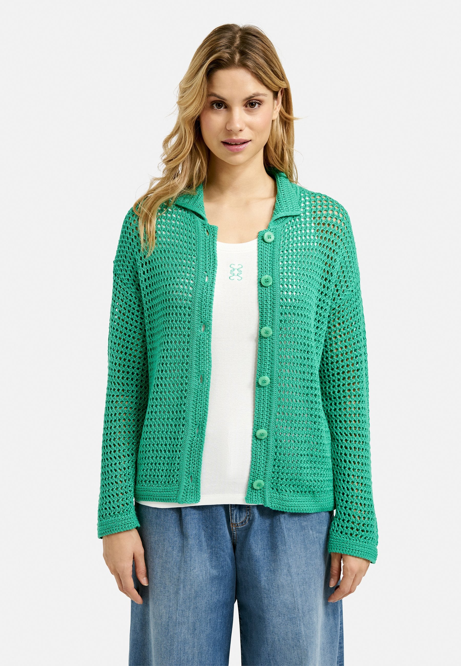 Crochet Cardigan with Collar (Mint)