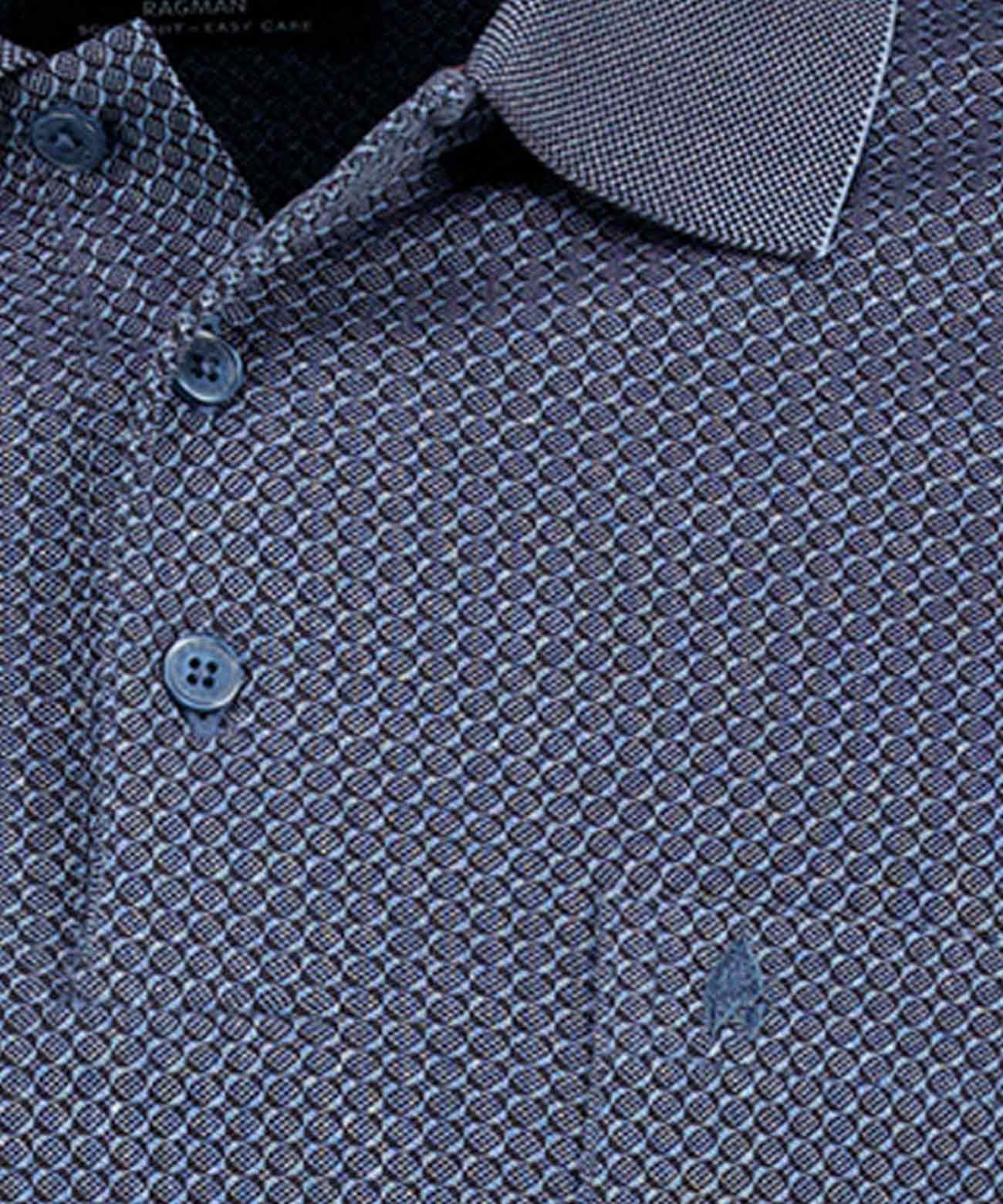 Sofknit-Poloshirt Jacquard, Langarm (Marine)