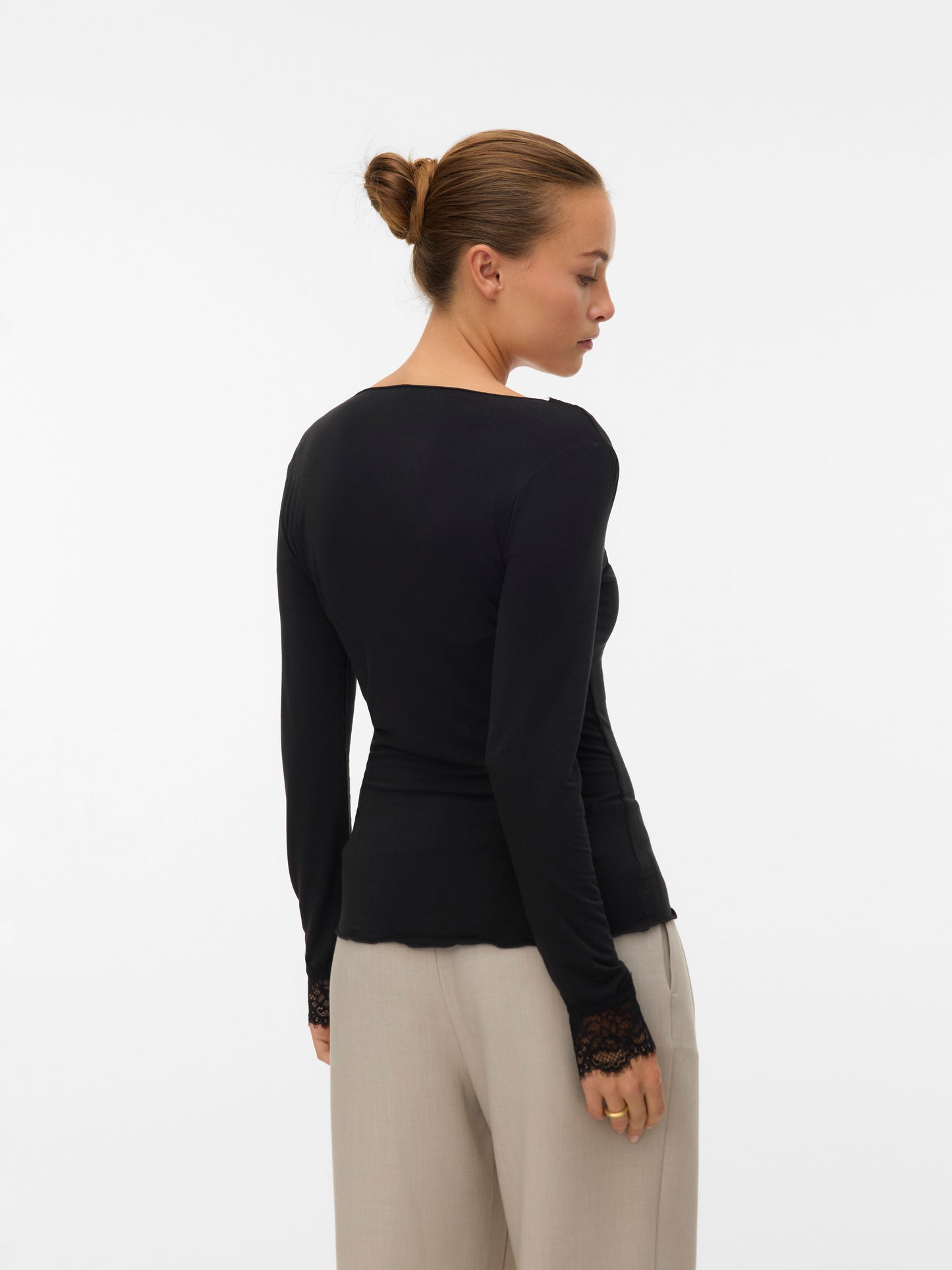 Vmskye Ls V-neck Lace Top Jrs Noos (Black)