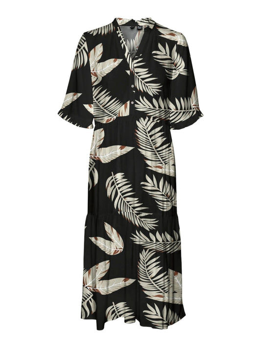 Vmeasy Joy 2/4 Frl Calf Dress Wvn Ga (Black/fion)