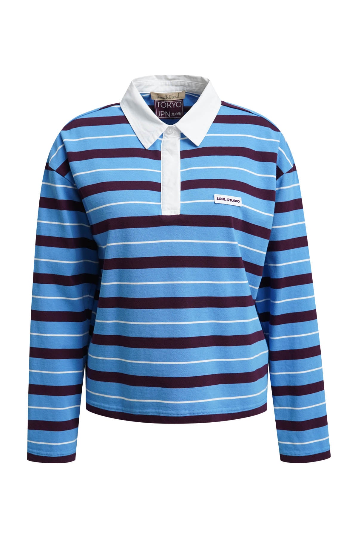 Boxy Rugby Longsleeve Multistriped (Saphire)