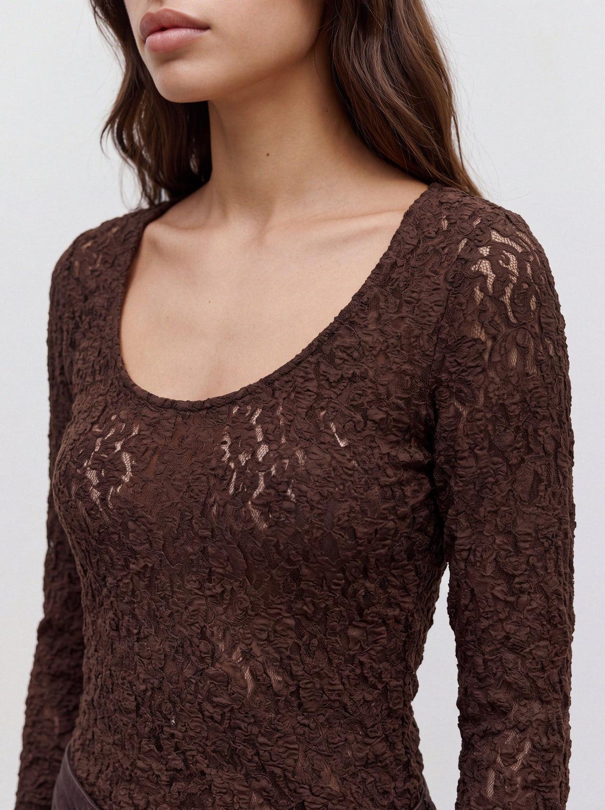 Vmflora Ls 2-way Lace Top Jrs Noos (Chocolate Tor)