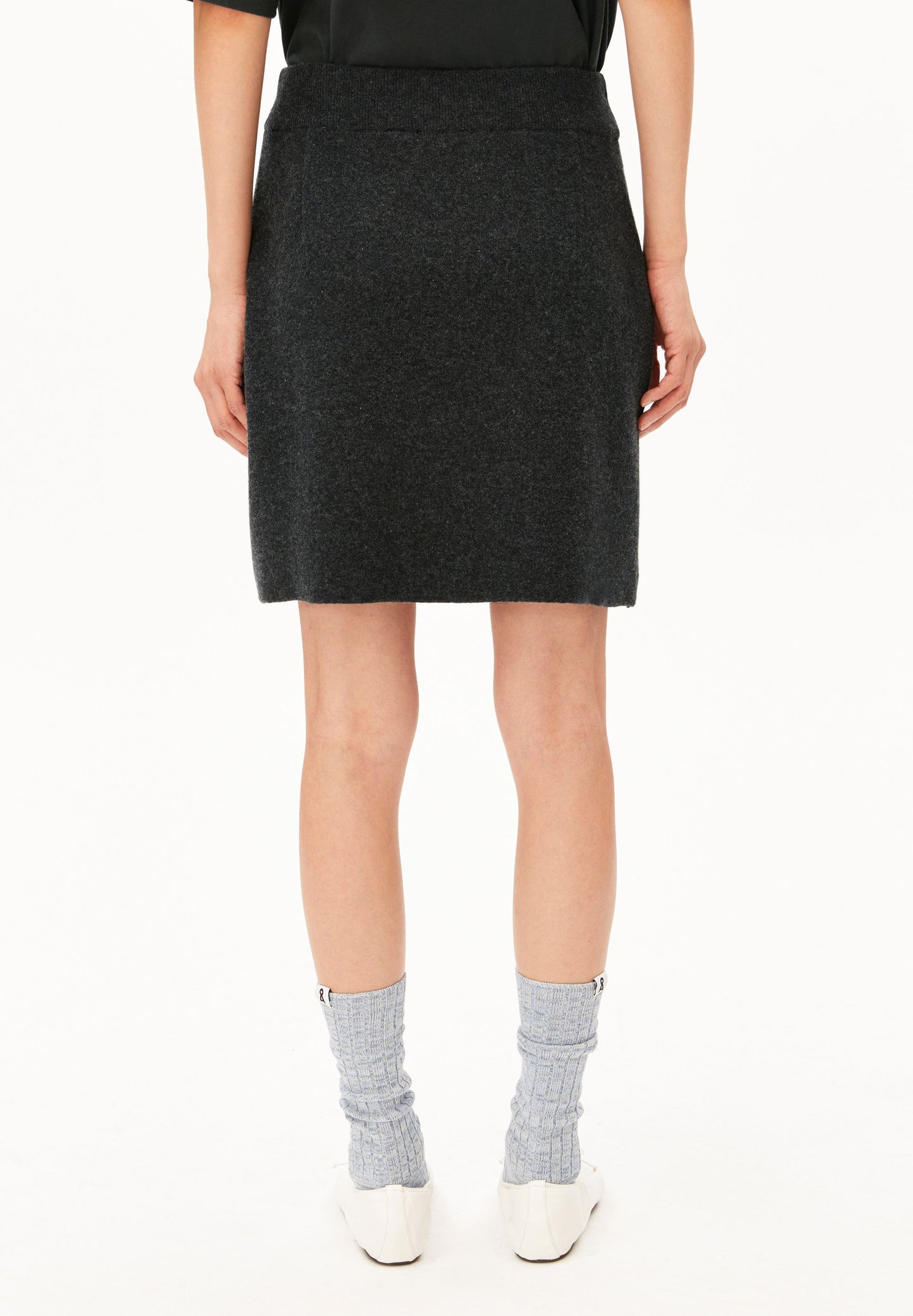 Cotton-wool Mini Knit Skirt (Steel Melange)