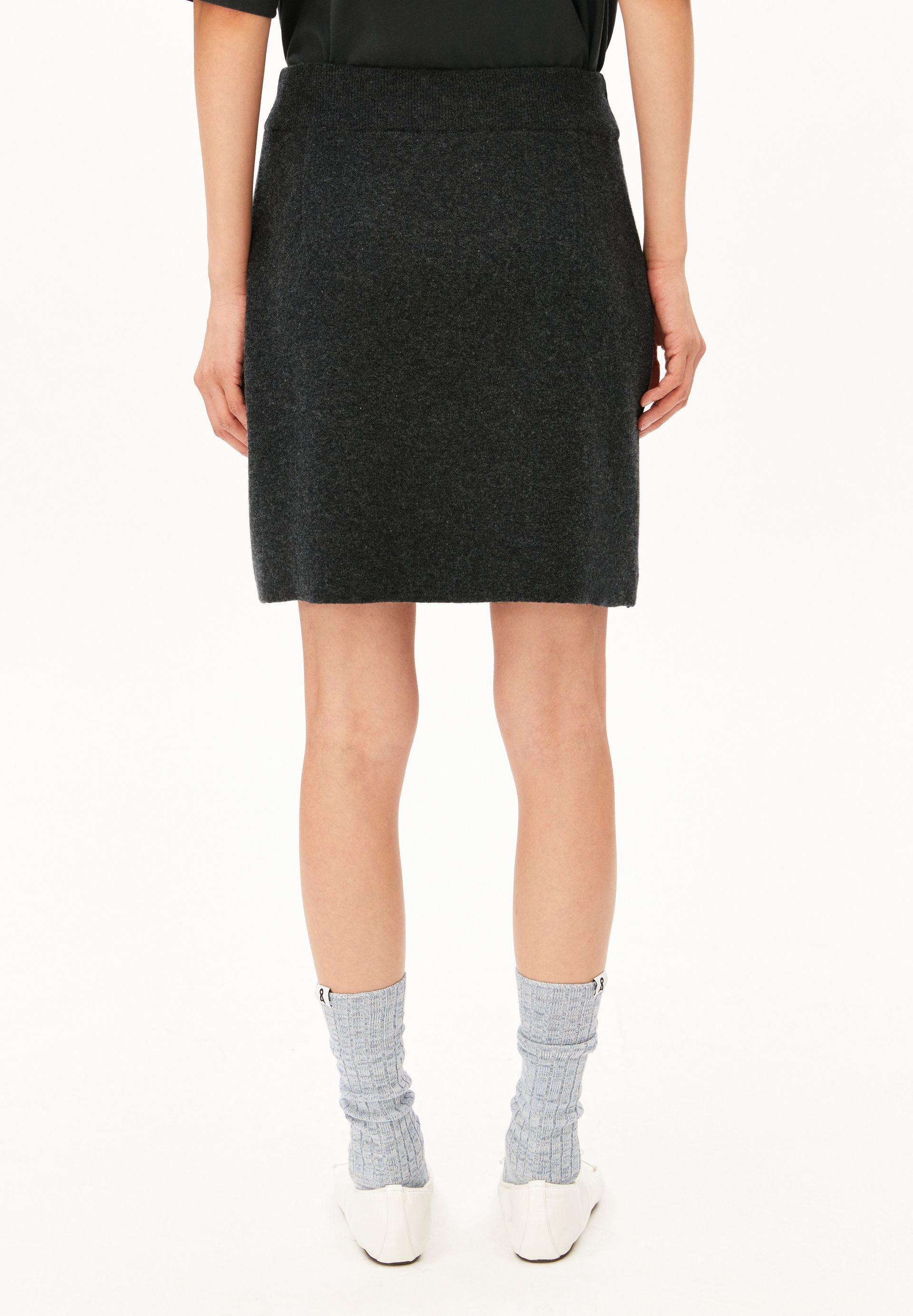 Cotton-wool Mini Knit Skirt (Steel Melange)