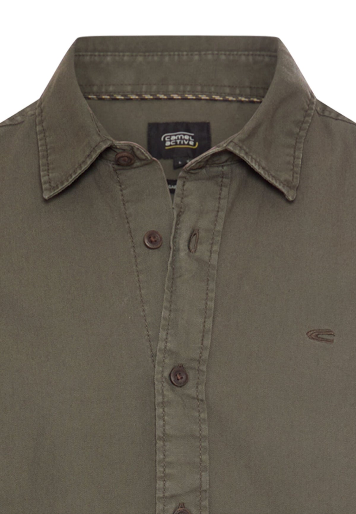 Baumwollhemd mit Kent-Kragen (Olive Brown)