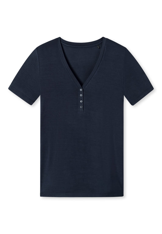 T-Shirt Knopfleiste (Blau)