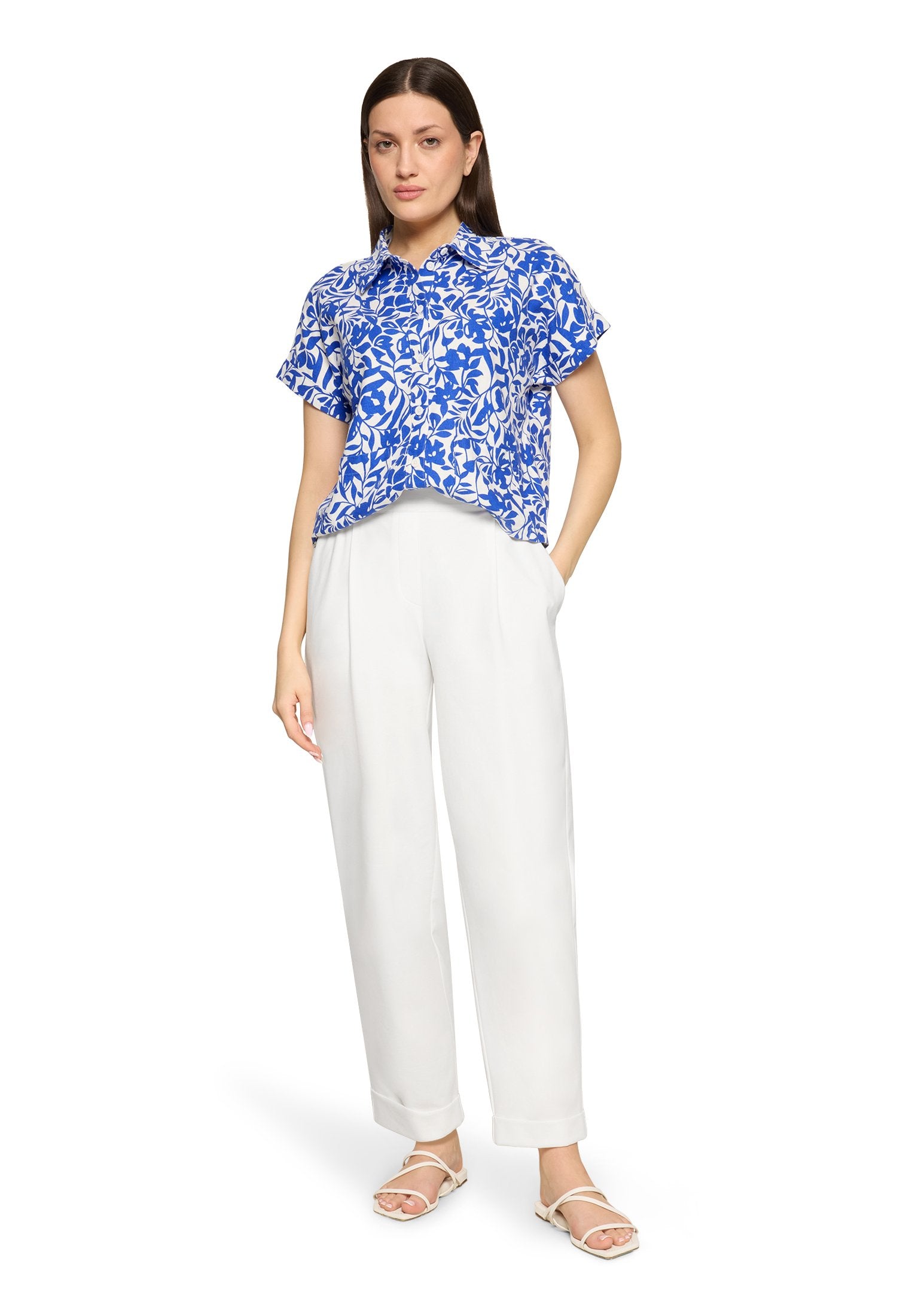 Leinenbluse (Cream/blue)