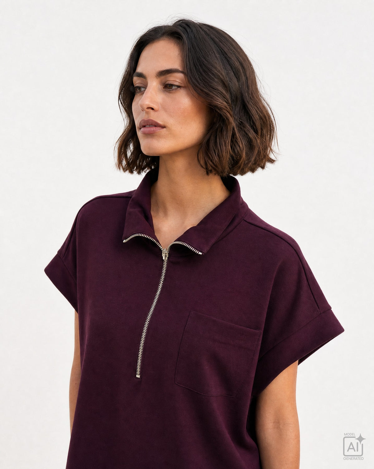 Fabric Mix Jacket (Plum)