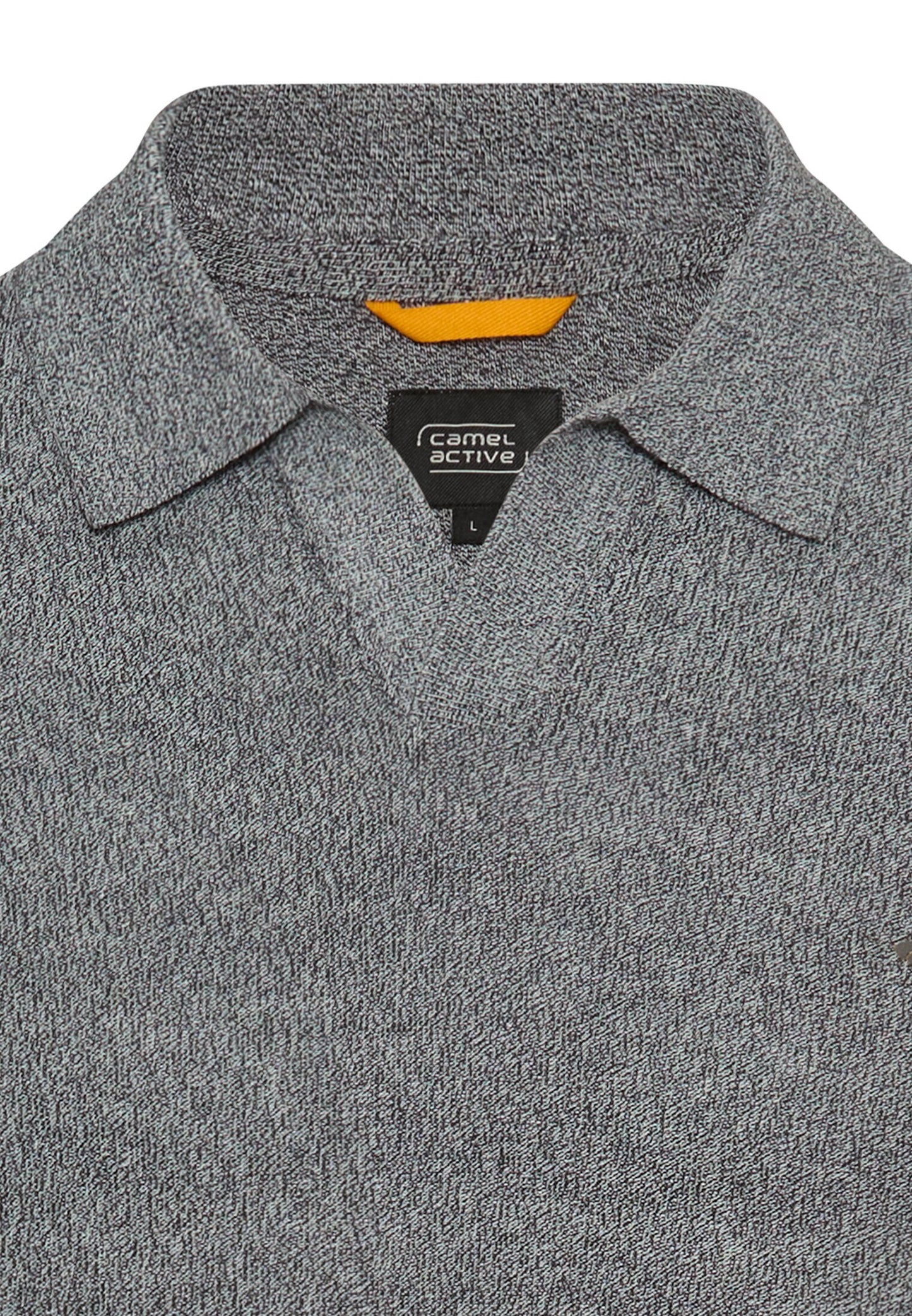 Meliertes Kurzarm Poloshirt aus Baumwolle (Dark Navy)