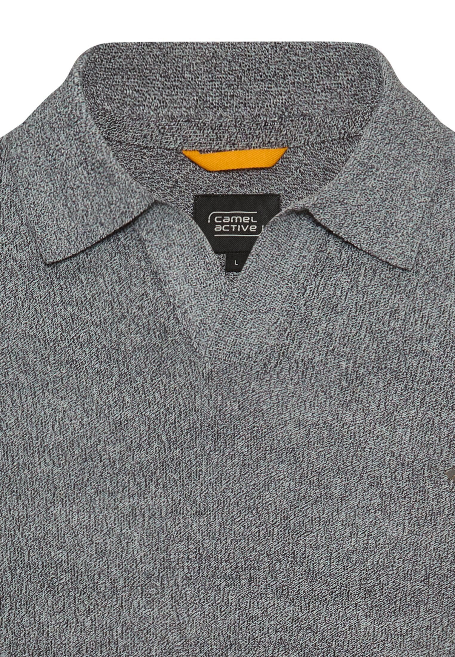 Meliertes Kurzarm Poloshirt aus Baumwolle (Dark Navy)