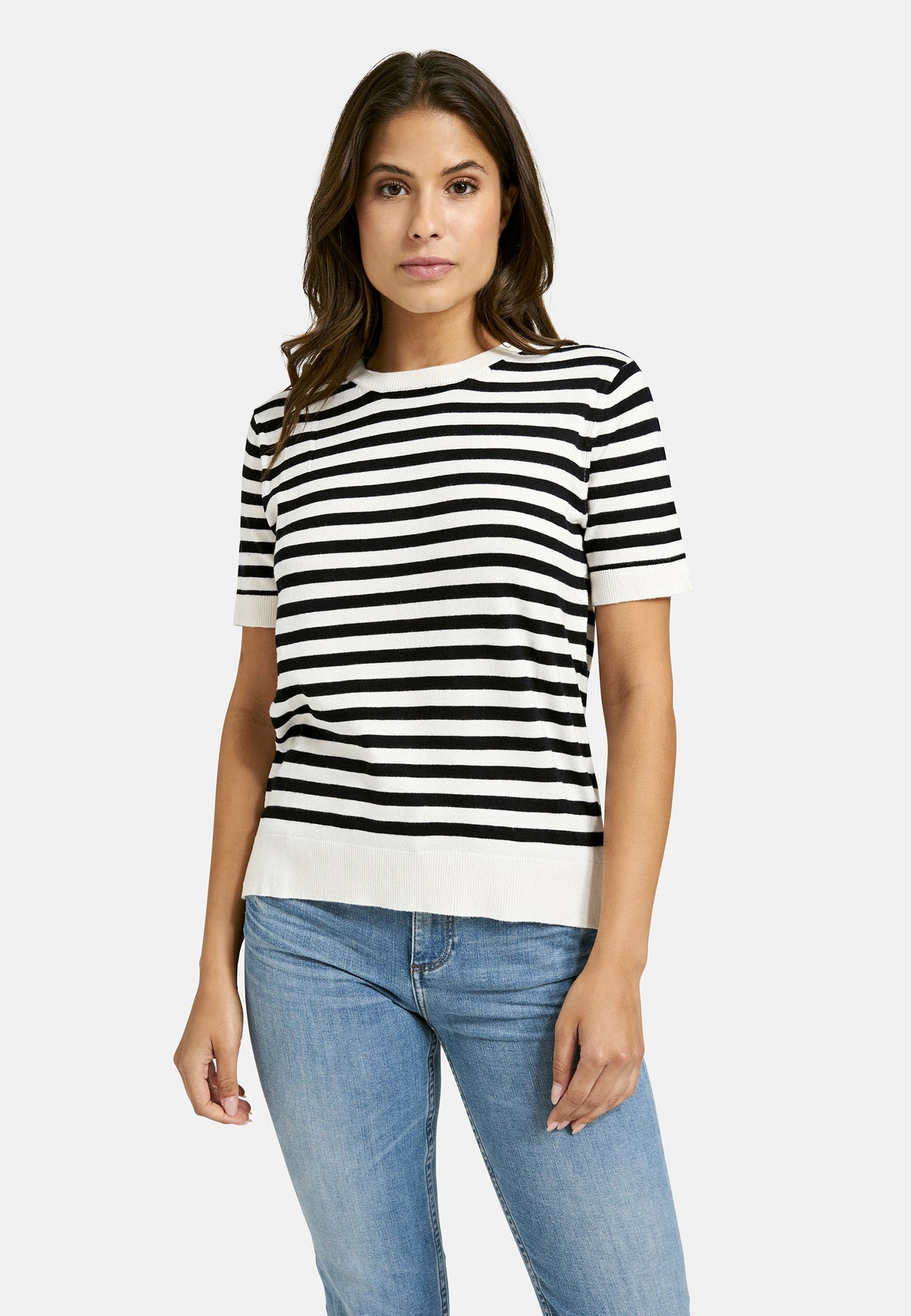 Striped Half Slv Pullover (Marine Print)