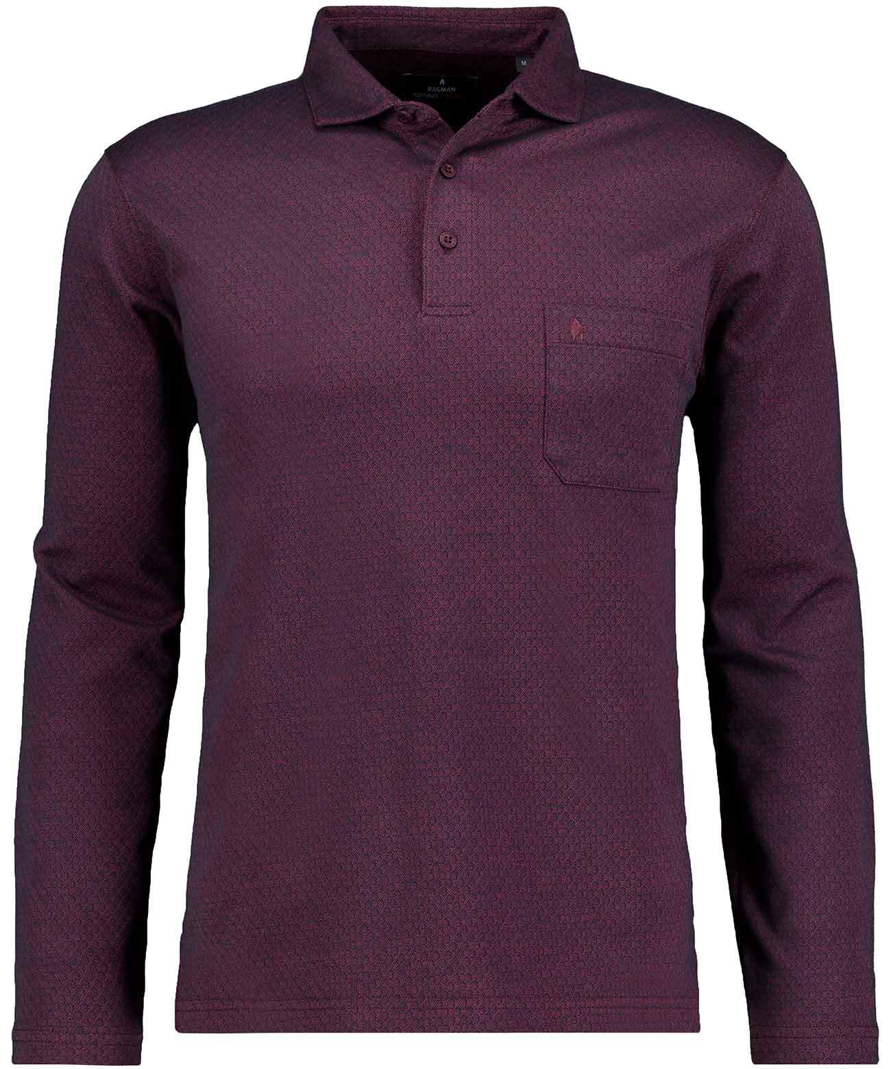 Softknit-Poloshirt Jacquard, Velvet Touch (Beere)