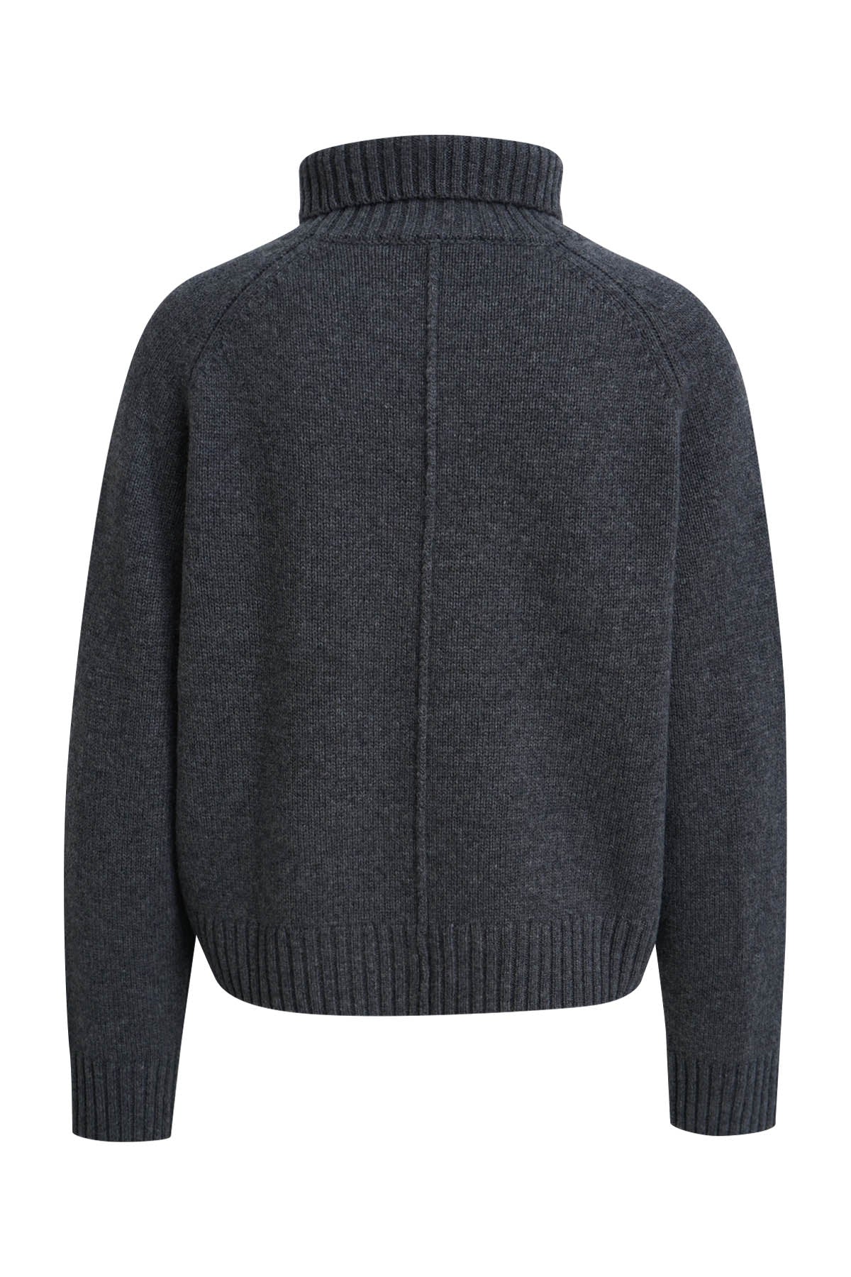 Cropped High Collar Raglan Pullover (Anthracite Melan)