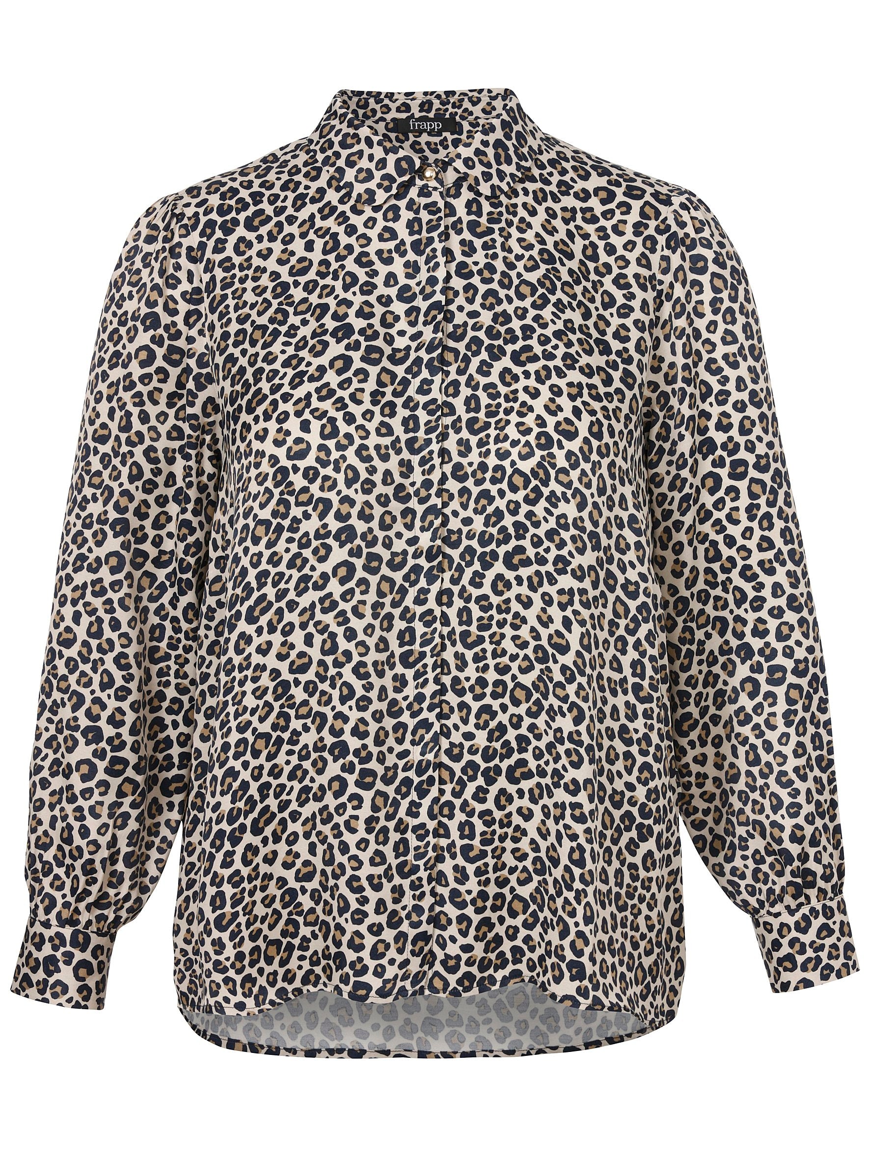 Bluse Kragen 1/1 Arm Druck (Camel Multicolor)