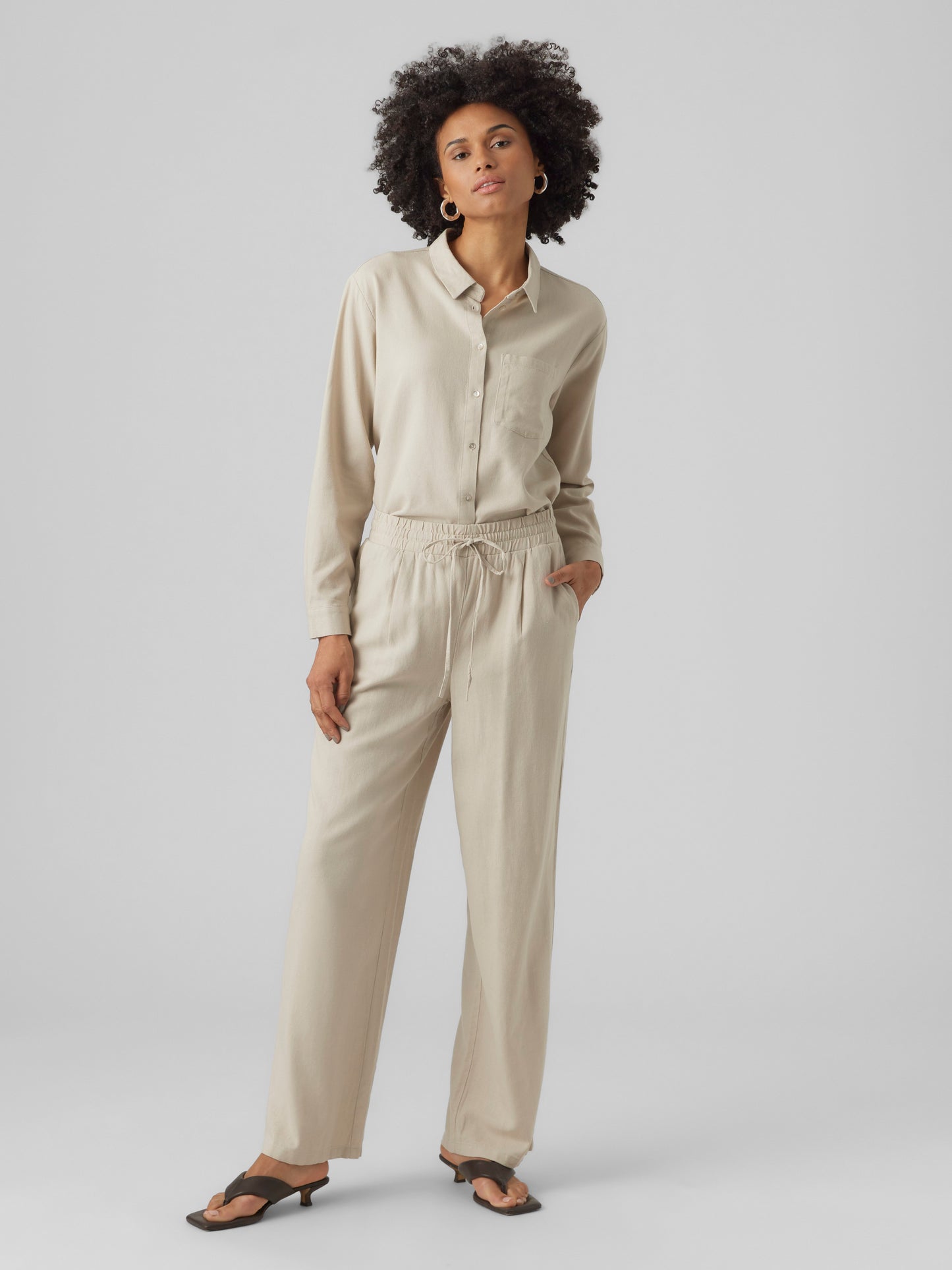 Vmjesmilo Hw Wide Pants Wvn Noos (Silver Lining)