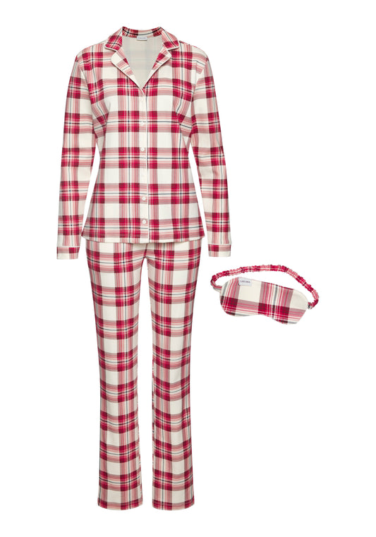 LASCANA LAS XMAS gift box classic PJ+mask (White Check)