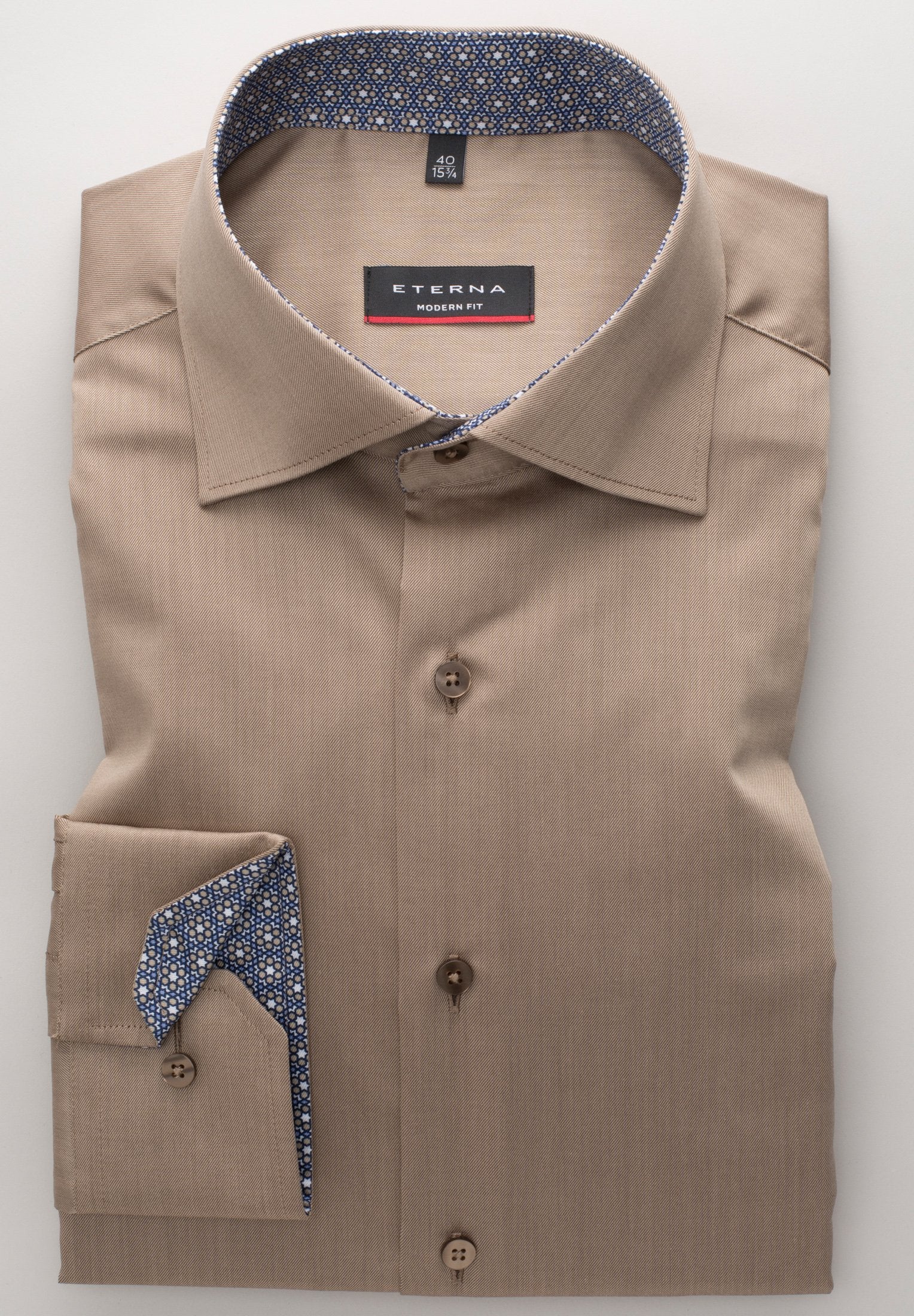 Hemd Twill Langarm (Beige-braun)