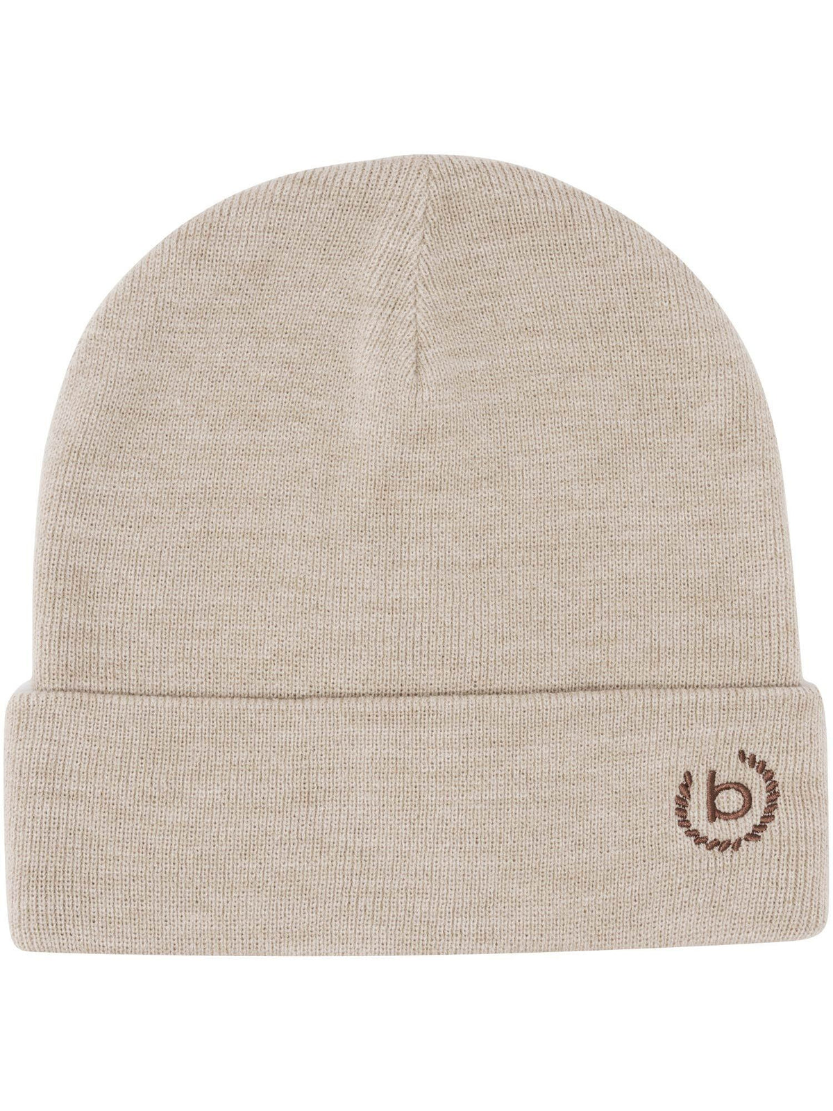 Polyacryl Kopfbedeckung Einfarbige bugatti Beanie mit breitem Rand (Beige)
