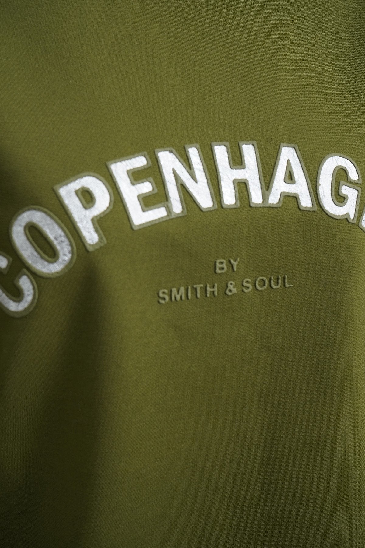 Boxy Sweat Half Sleeve Metallic Application (Olive)