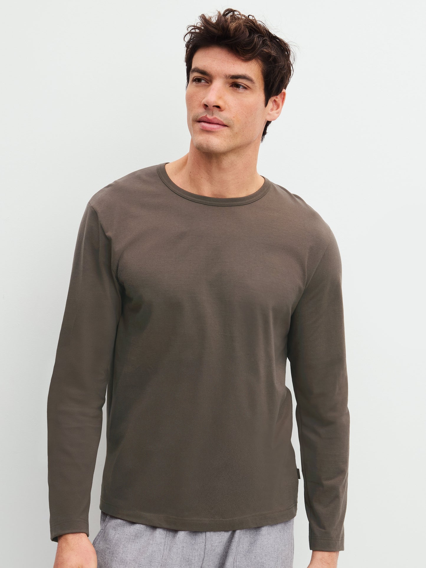 HERREN Shirt langarm (Choco Brown)
