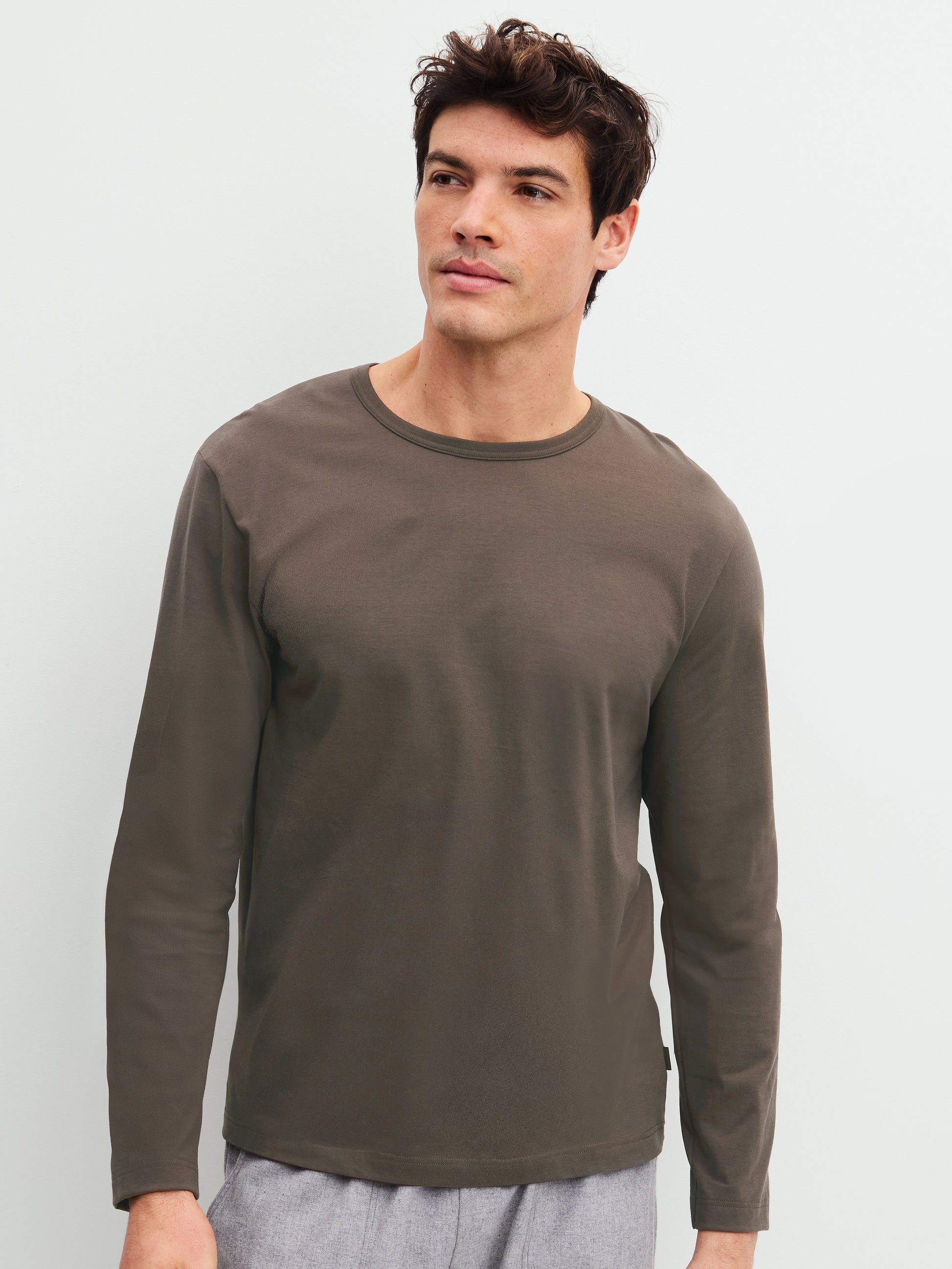 HERREN Shirt langarm (Choco Brown)