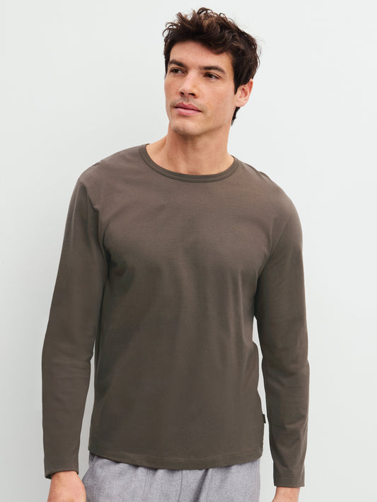 HERREN Shirt langarm (Choco Brown)