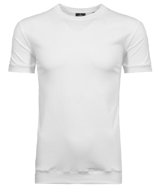 T-Shirt Rundhals mit Bündchen (Weiss)