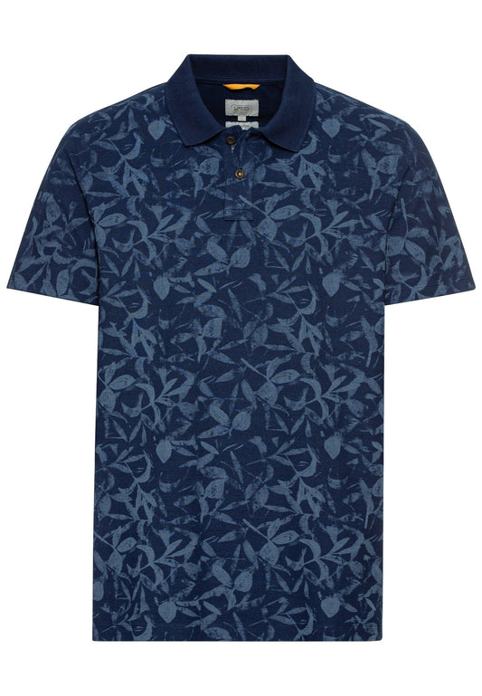 Pique Poloshirt mit floralem Print (Night Blue)