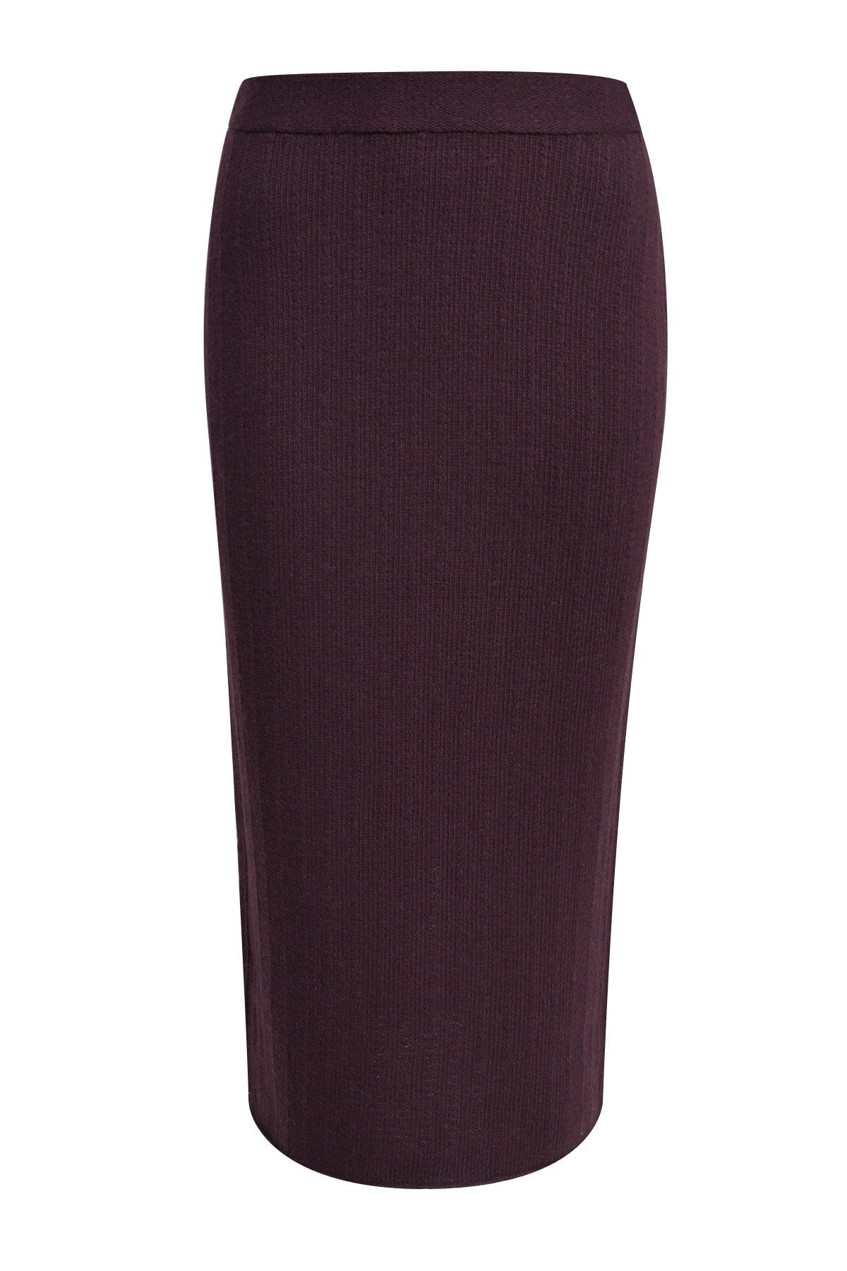 Structure Stripe Knit Skirt (Plum)