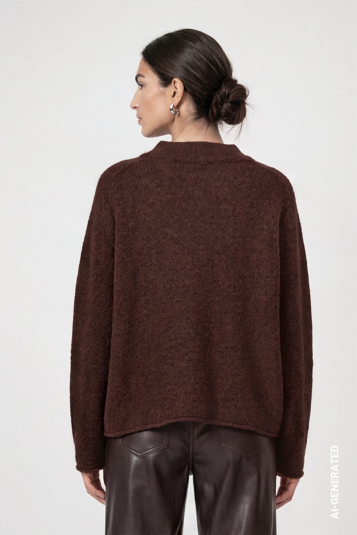 Flauschiger Strickpullover mit Rollsaum (Black Coffee)