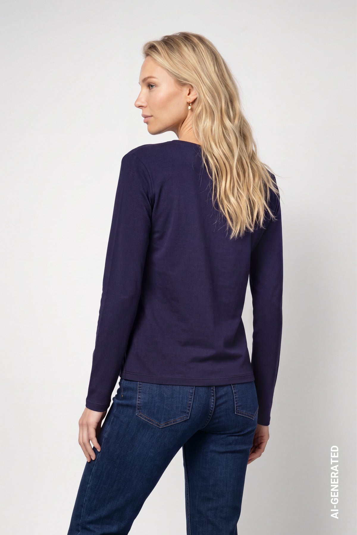 Langarmshirt mit Strassschriftzug (Dark Blue)