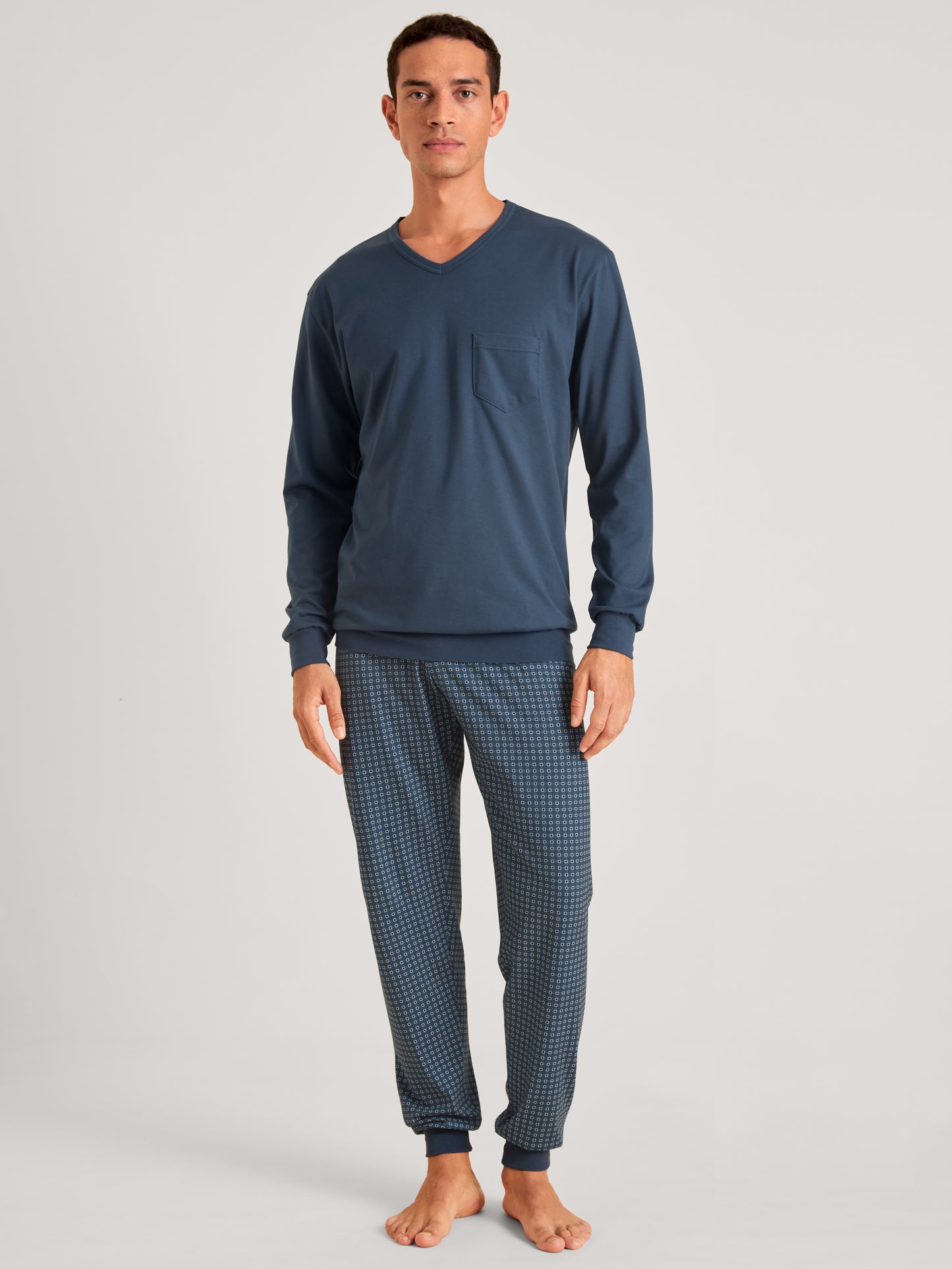 HERREN Pyjama mit Bündchen (Saragossa Blue)