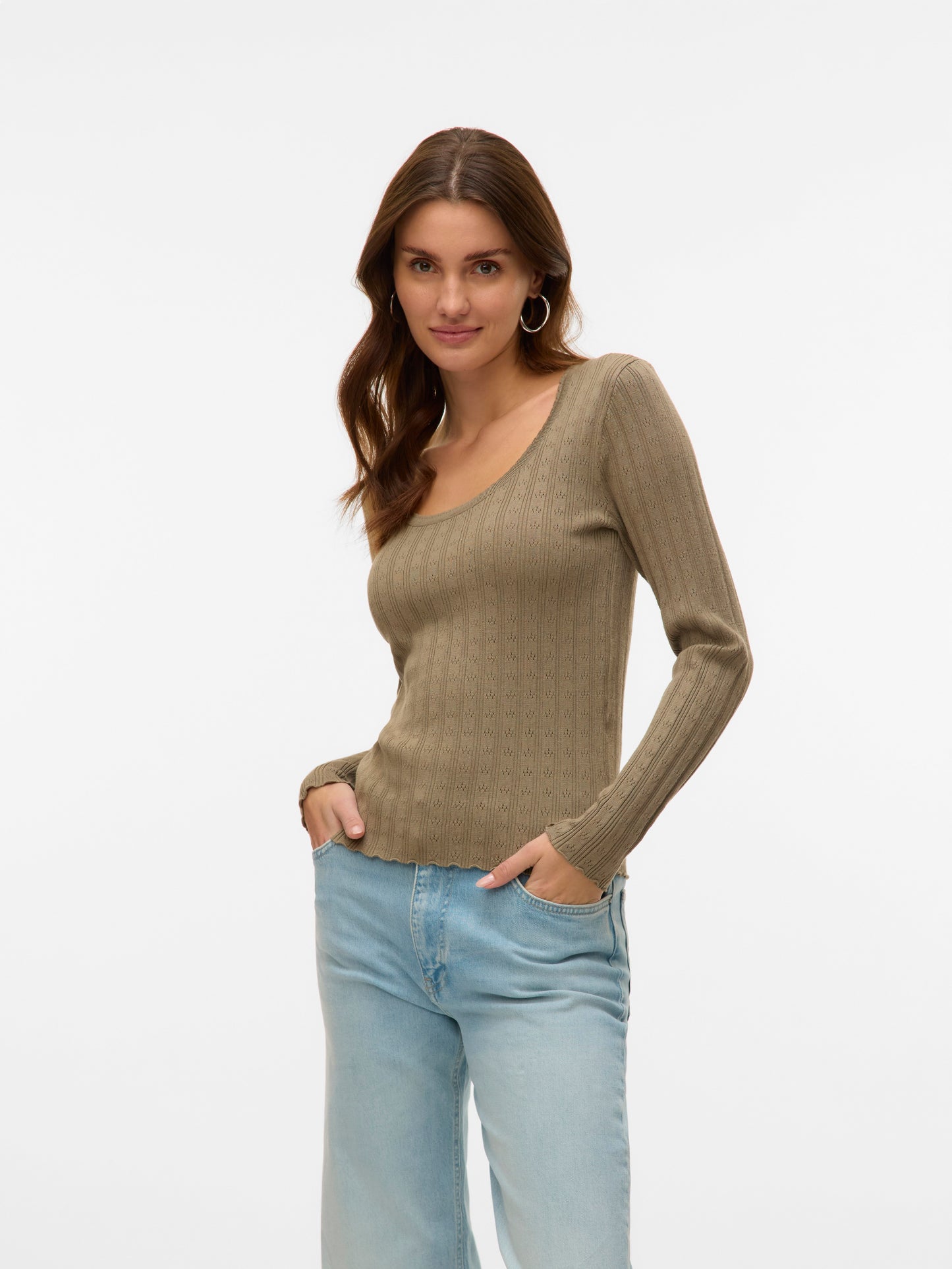 Vmwillow Pointelle Ls U-nck Pullover Boo (Mermaid)