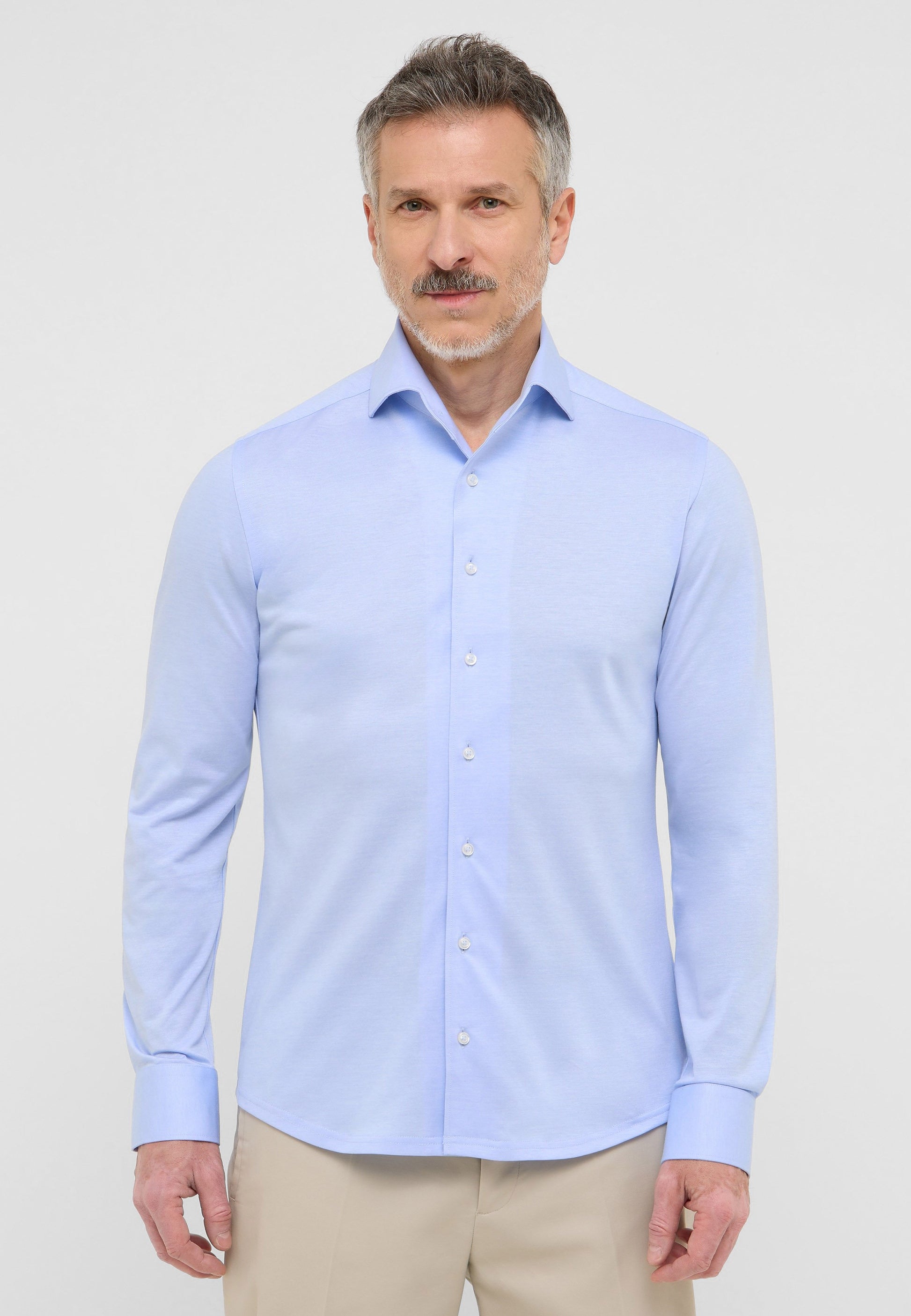 Hemd Jersey Langarm (Himmelblau)