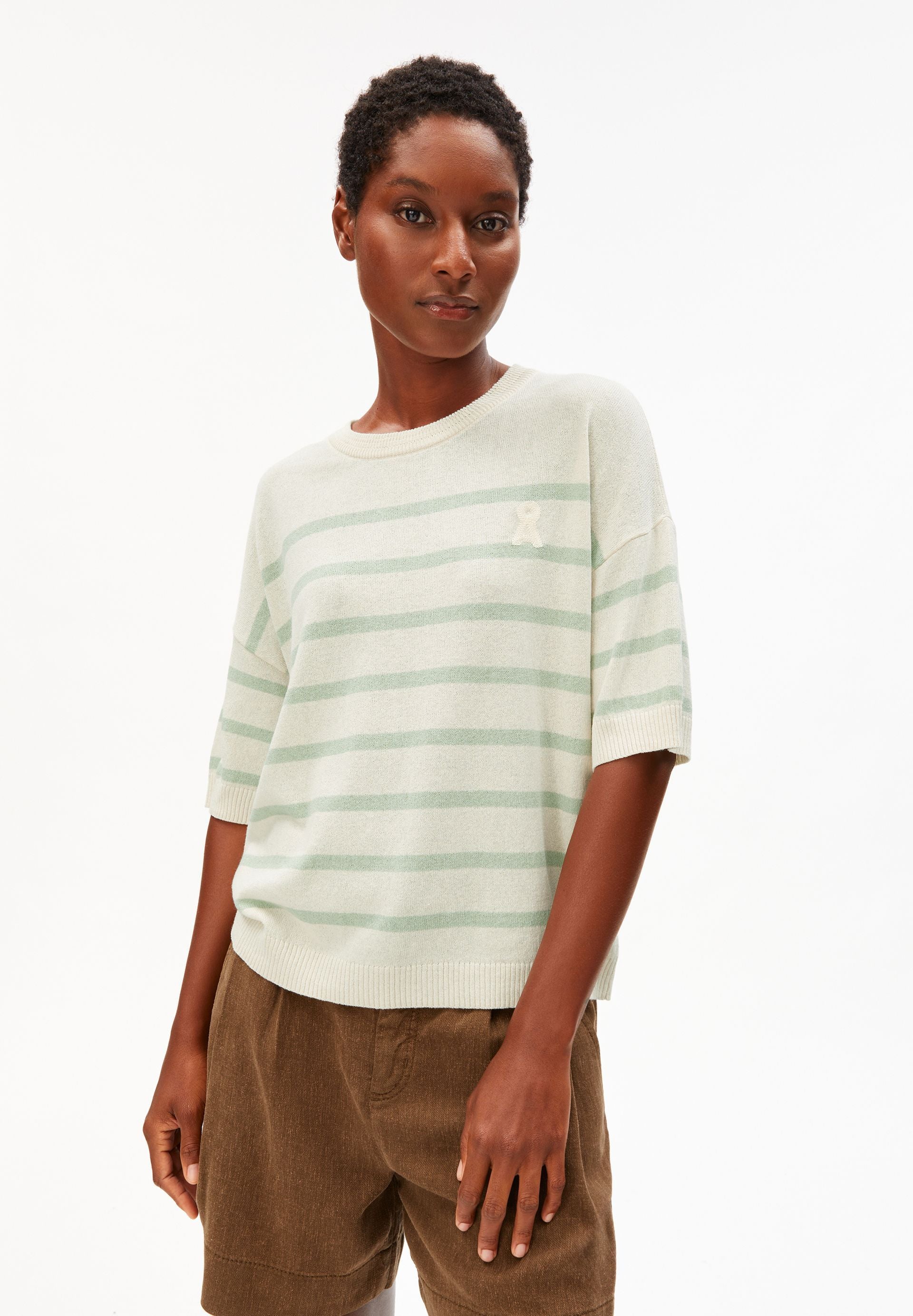 Striped Linen Blend Sweater (Undyed-foam)