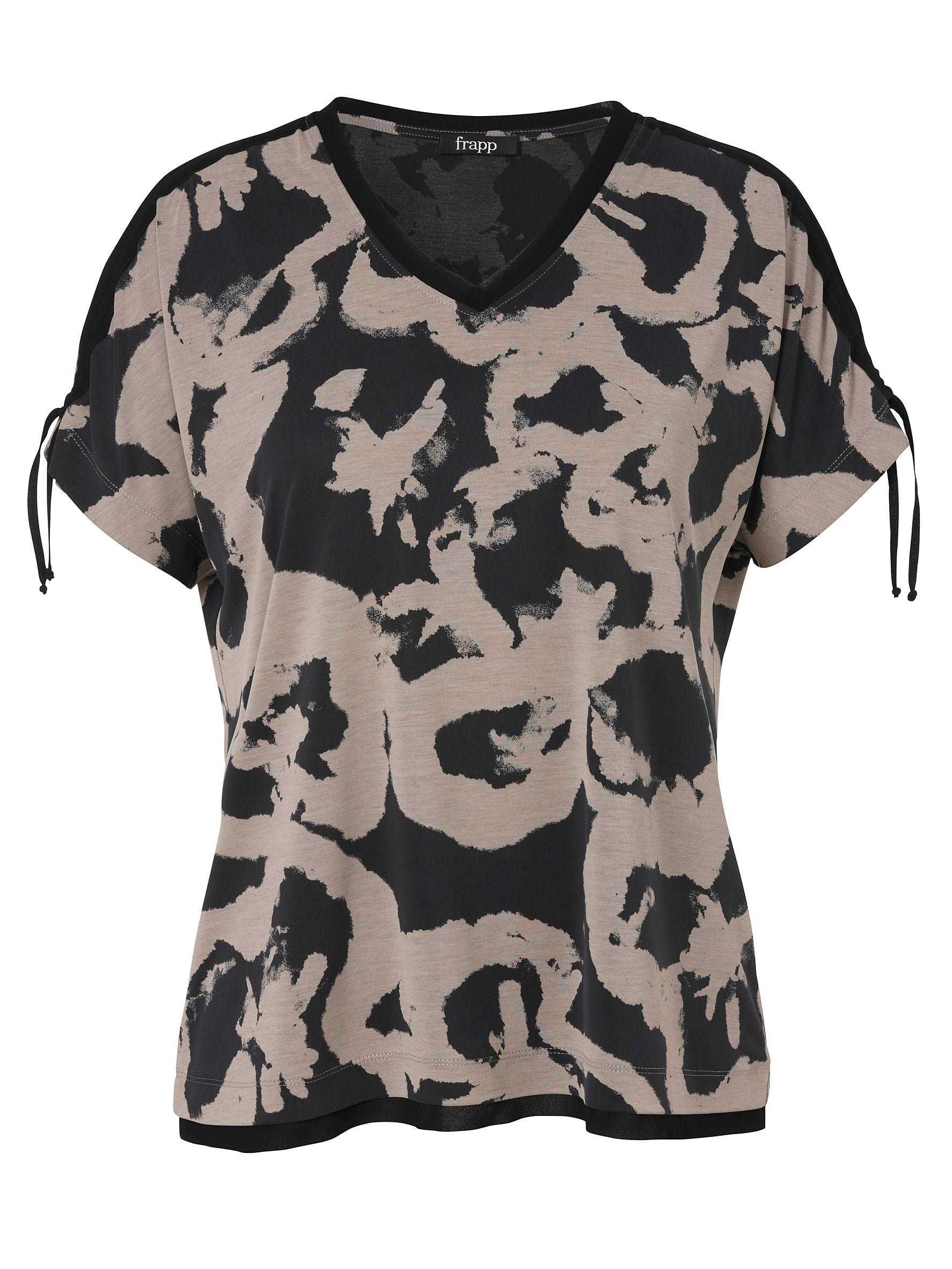 T-Shirt V-Ausschnitt ohne Arm Druck (Black Multicolor)