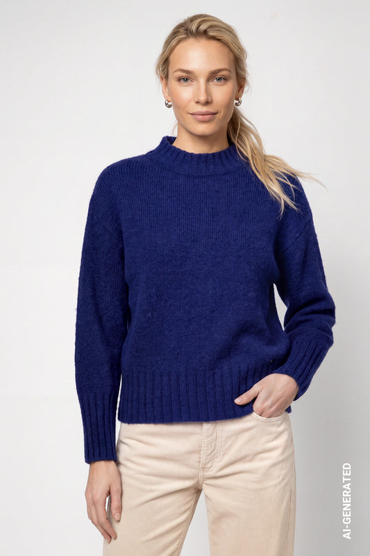 Strickpullover mit Stehkragen (Classic Navy)