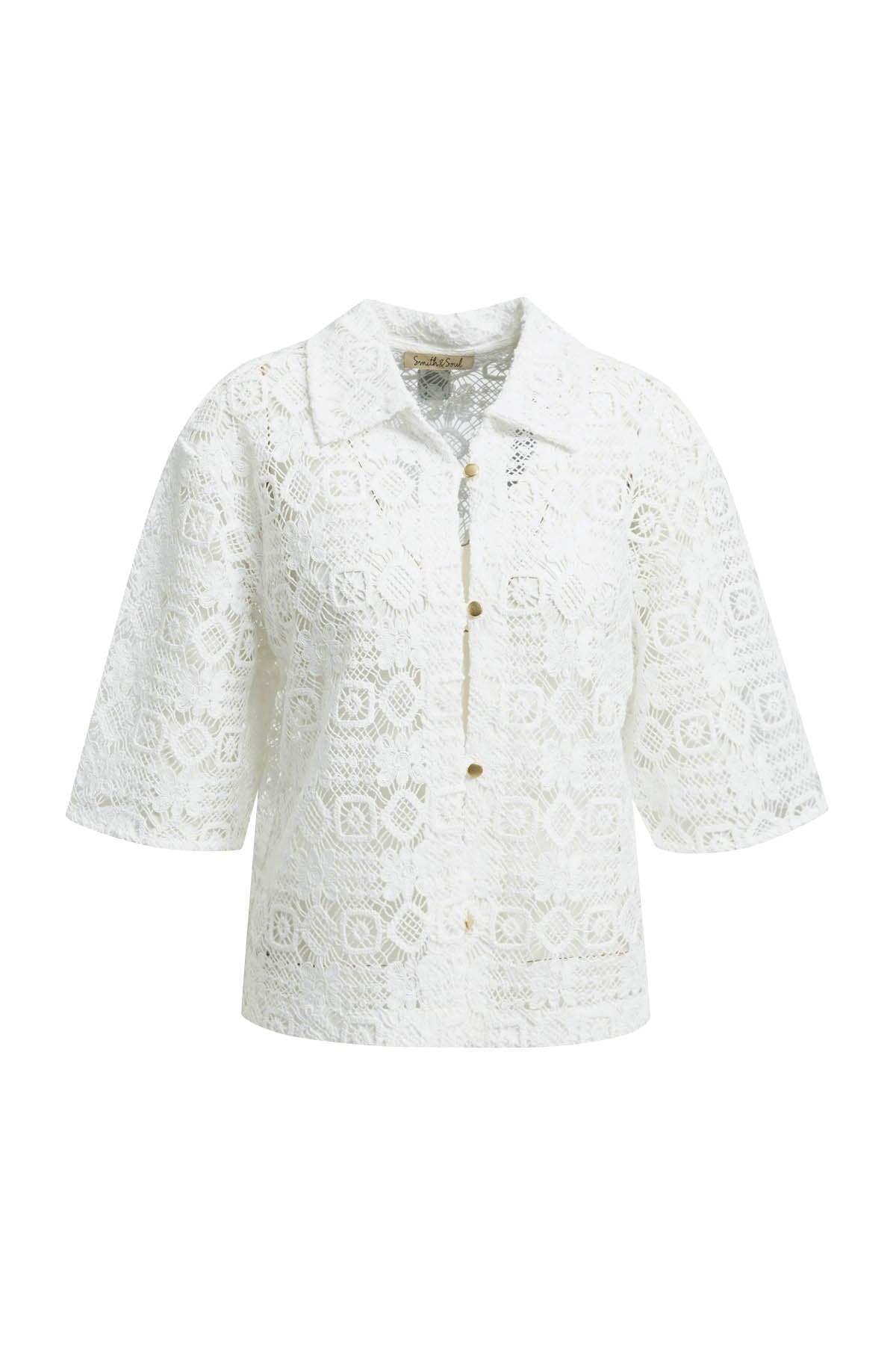 Crochet Short Sleeve Jacket (Offwhite)