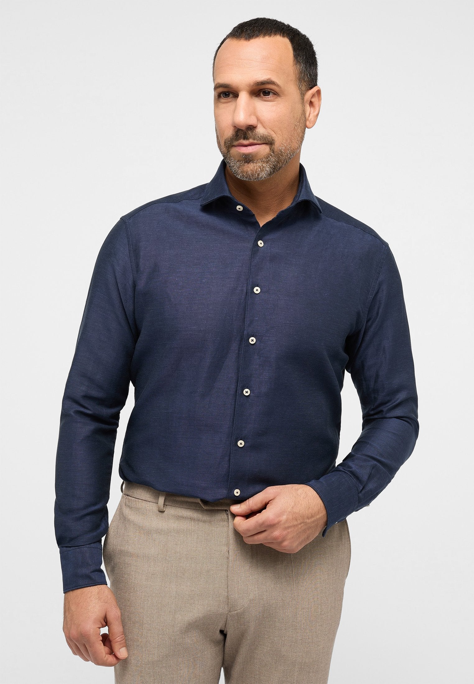 Linen Shirt Twill Langarm (Marine)