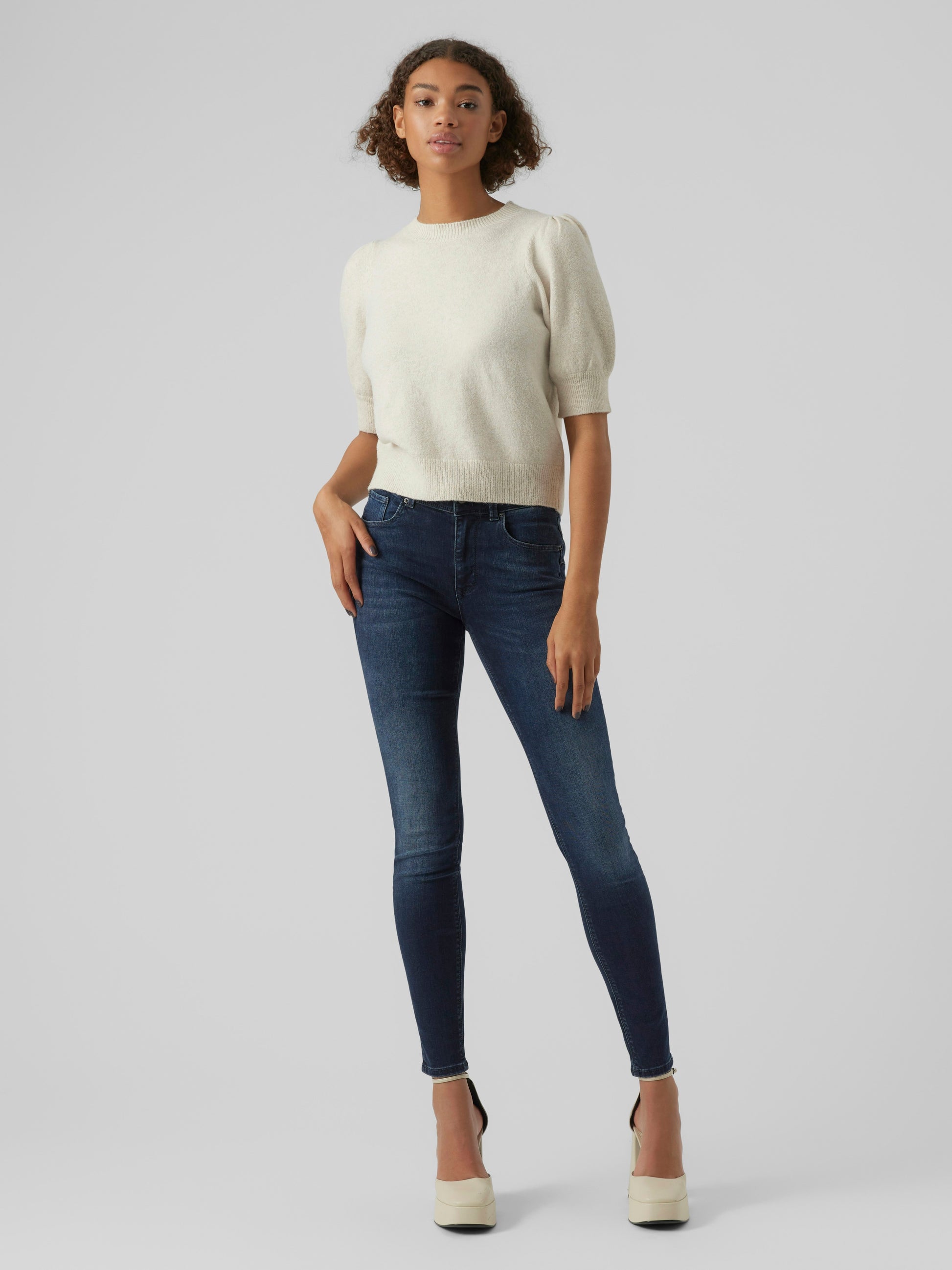 Vmdoffy 2/4 O-neck Pullover Ga Noos (Birch/mela)