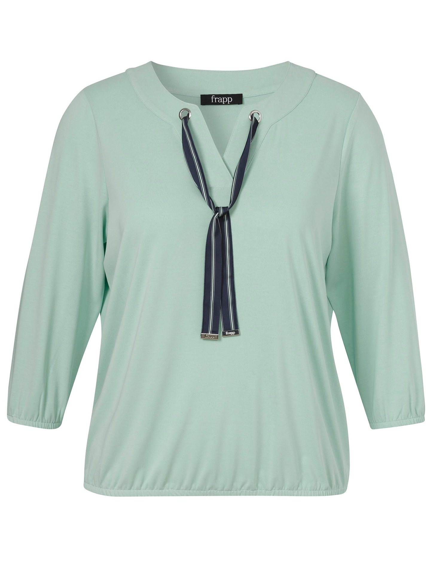 T-Shirt V-Ausschnitt 3/4 Arm Schluppe (Mint / Navy)